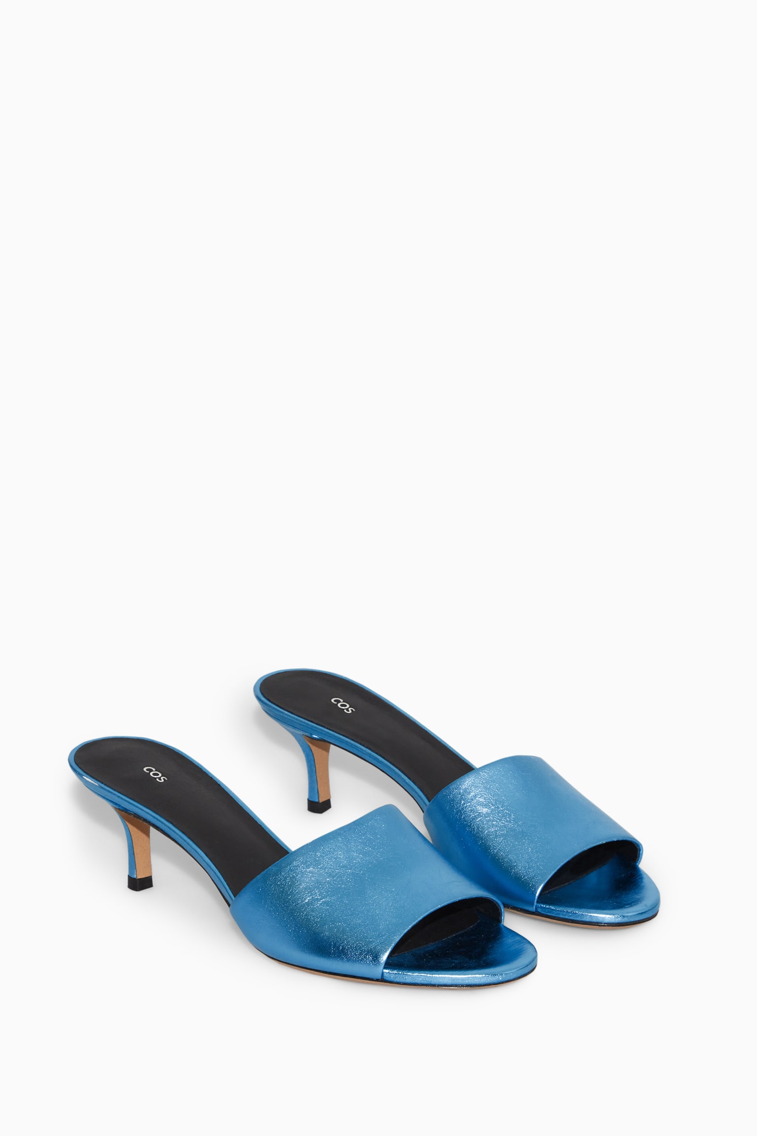 LEATHER MULES - BLUE / METALLIC/BLACK - 3