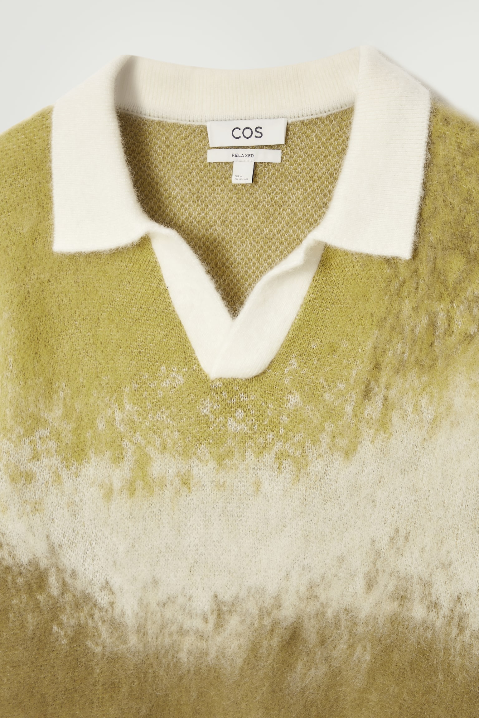 BRUSHED MOHAIR-BLEND POLO JUMPER - YELLOW / SAND - 5