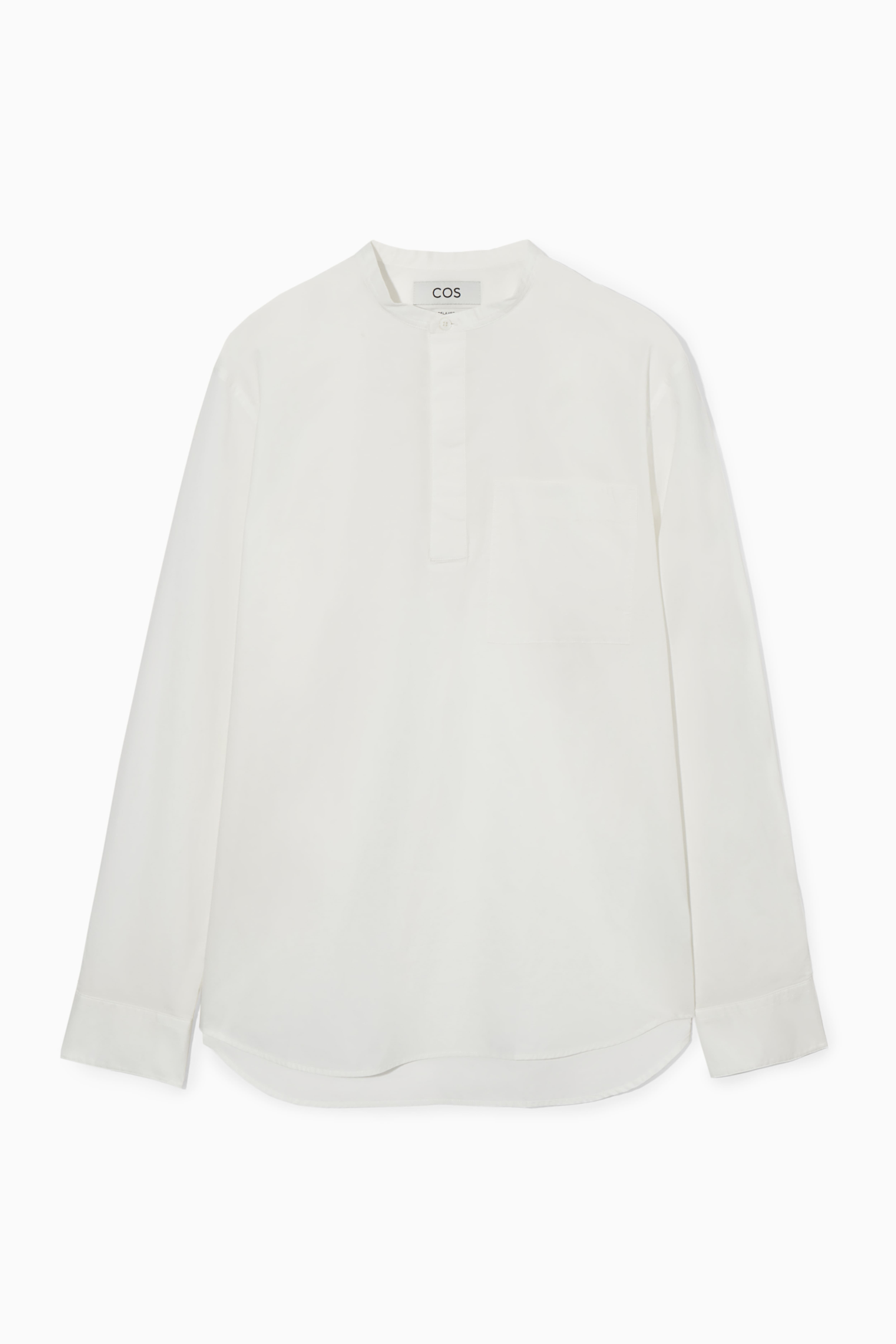 RELAXED GRANDAD-COLLAR COTTON HALF-PLACKET SHIRT - WHITE - Men | H\u0026M GB
