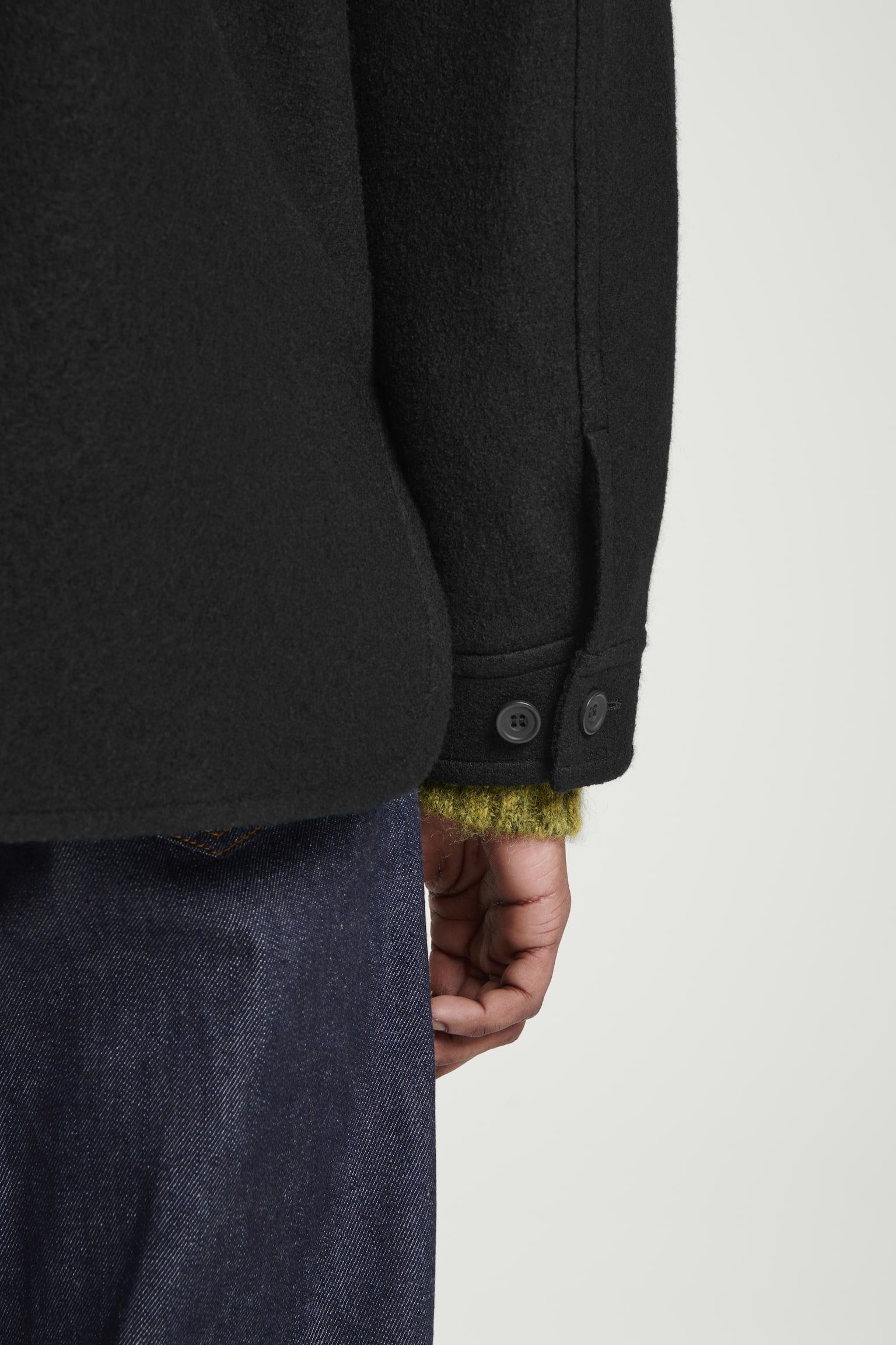 FELTED WOOL JACKET - BLACK/DARK GREEN/MOLE BROWN - 3