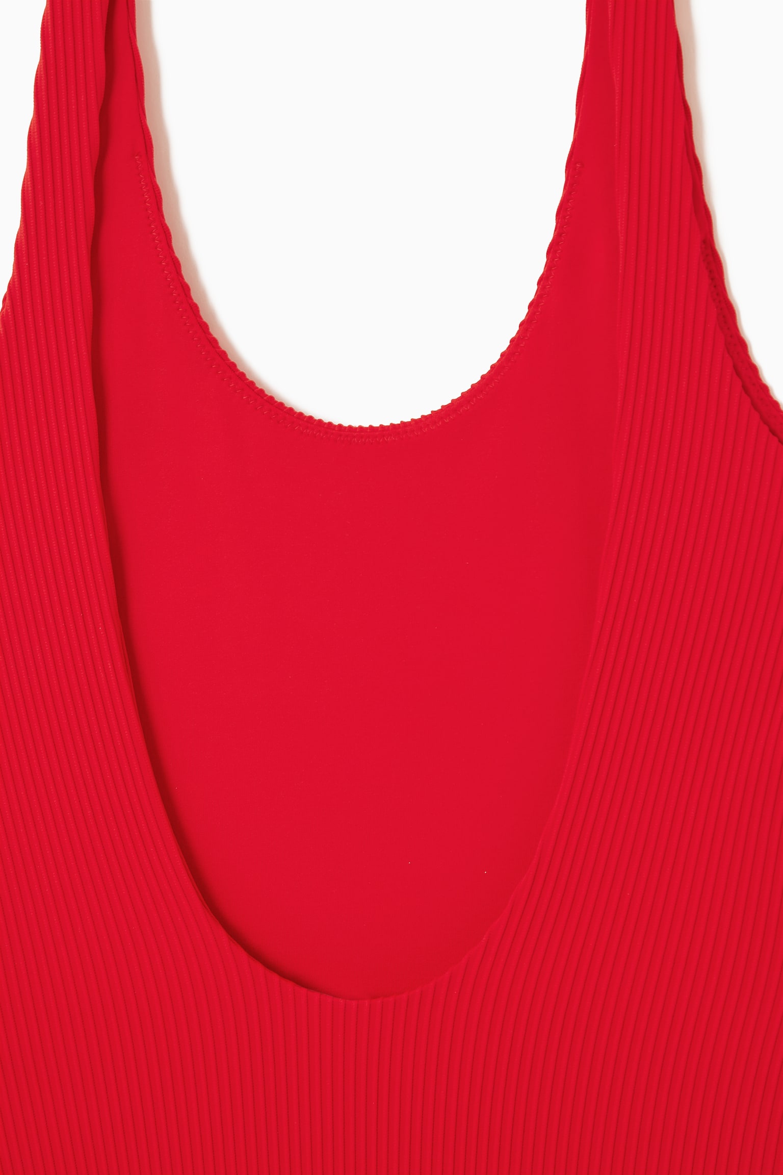 SCOOP-NECK RIBBED SWIMSUIT - BRIGHT RED/BLACK/WHITE - 4