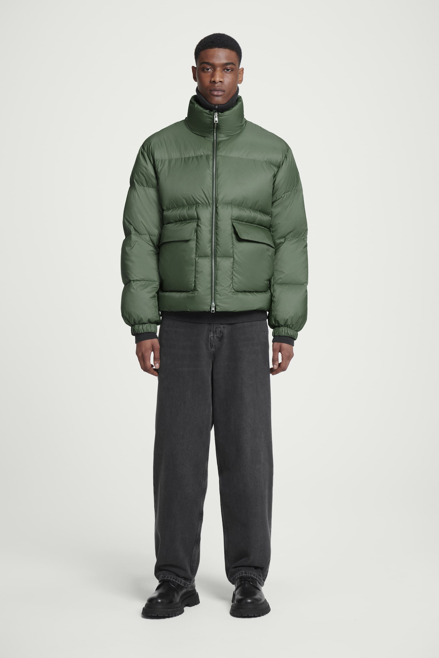 DOWN-FILLED PUFFER JACKET - GREEN/BLACK - 6