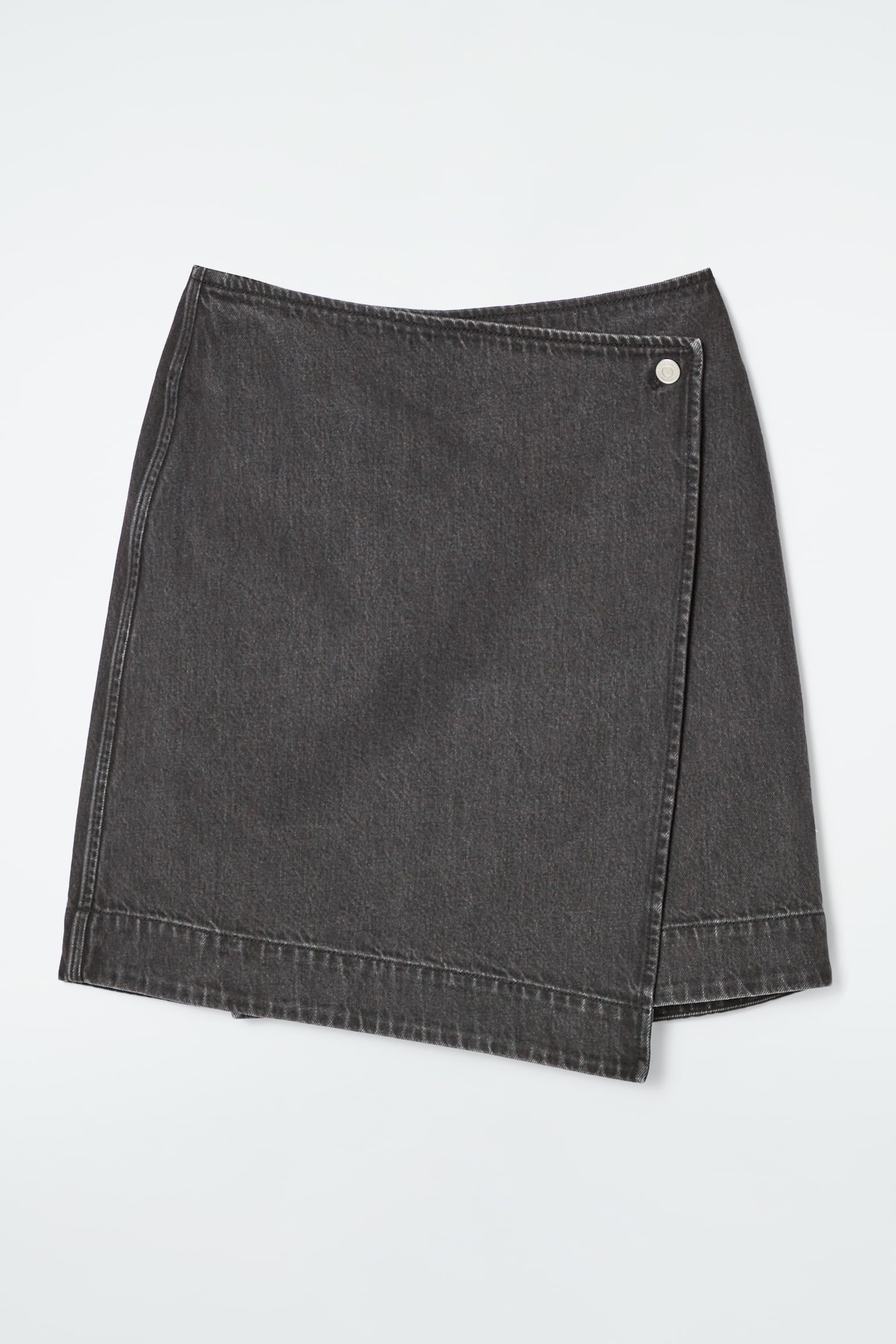 DENIM MINI WRAP SKIRT - WASHED BLACK - 2