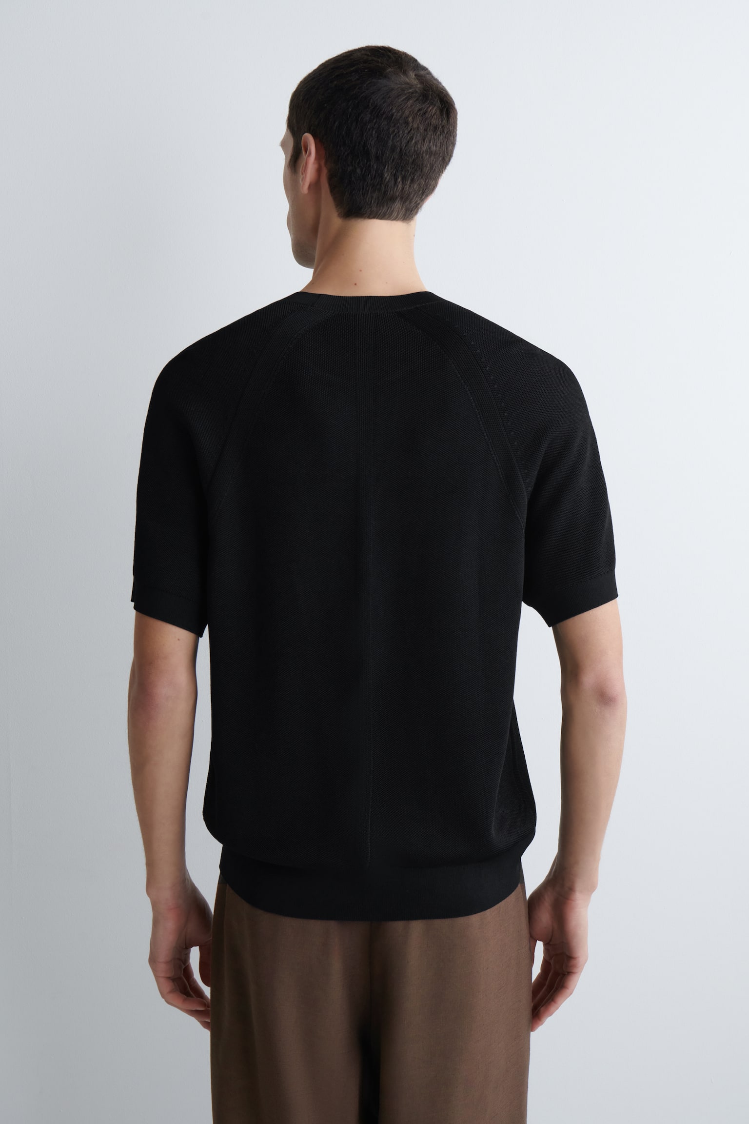 STRICK-T-SHIRT AUS DOUBLEFACE-MATERIAL - SCHWARZ - 6