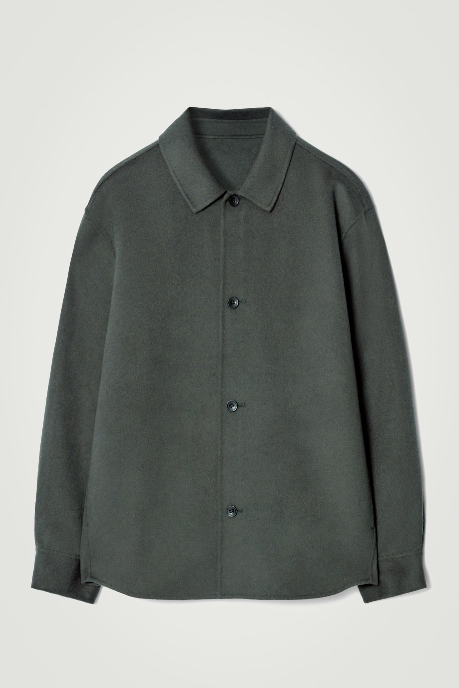 DOUBLE-FACED WOOL OVERSHIRT - DARK GREEN/BLACK - 2