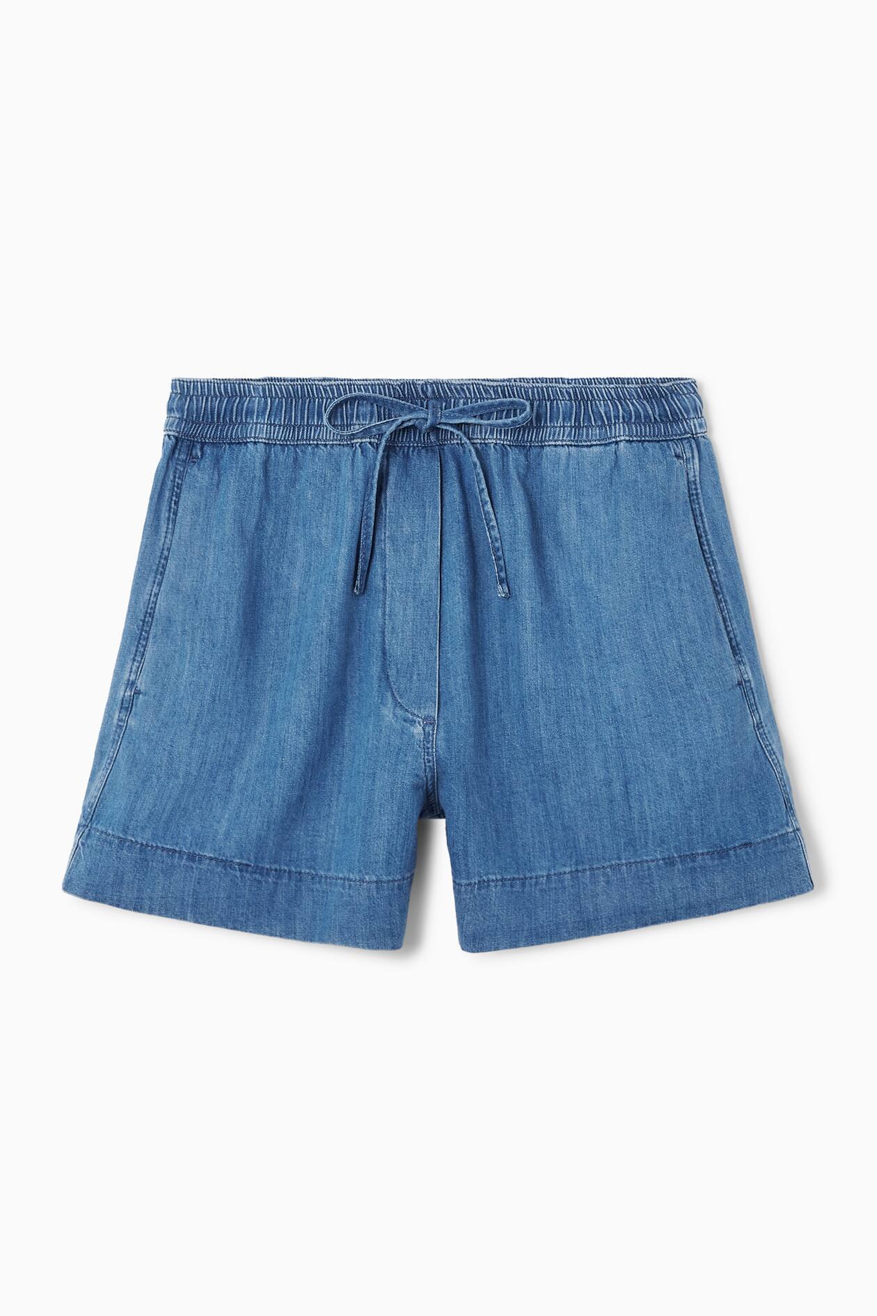 Denim Shorts Womens Long Jersey Shorts DRAWSTRING DENIM SHORTS