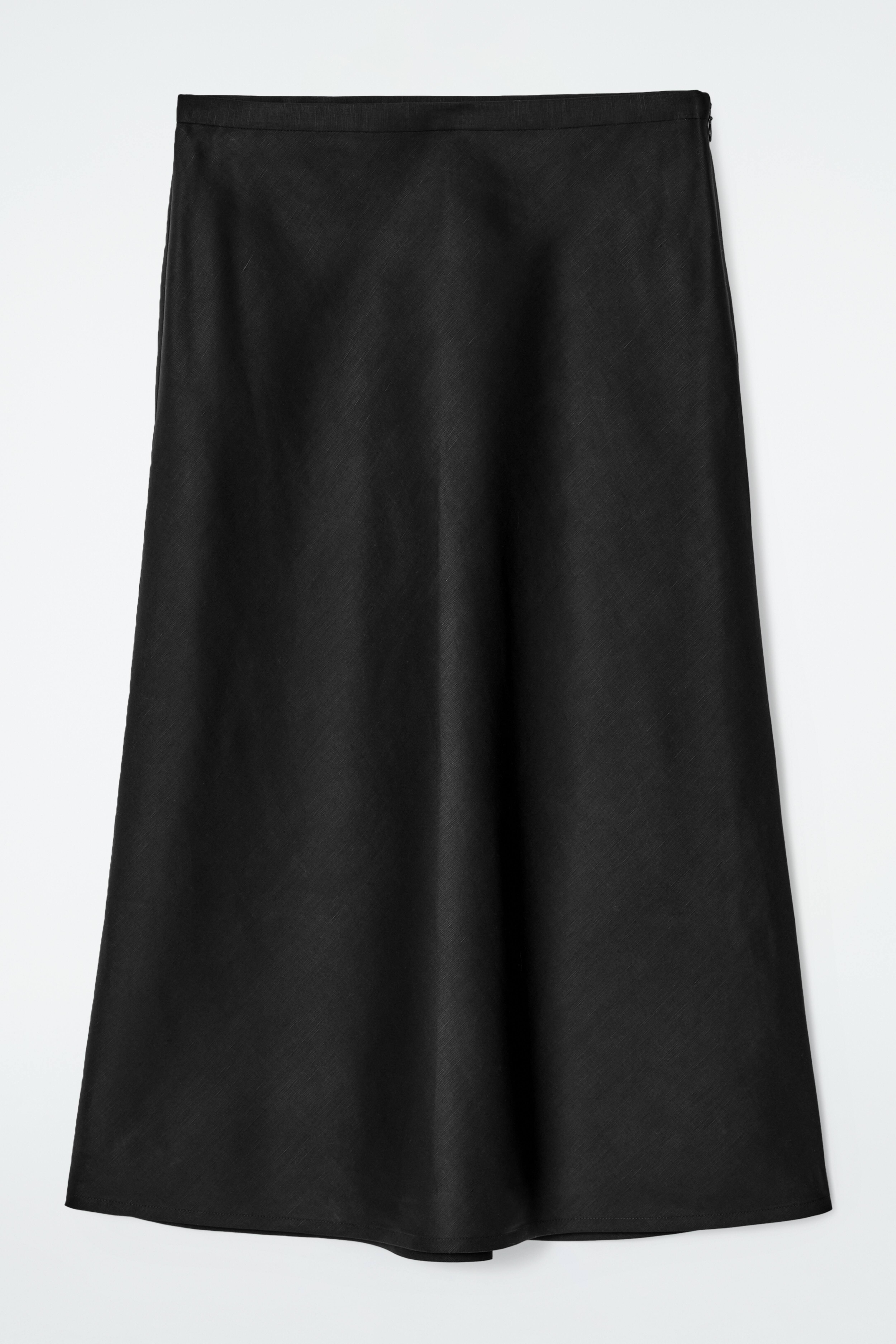 LINEN-BLEND MIDI COLUMN SKIRT - BLACK/LIGHT PINK