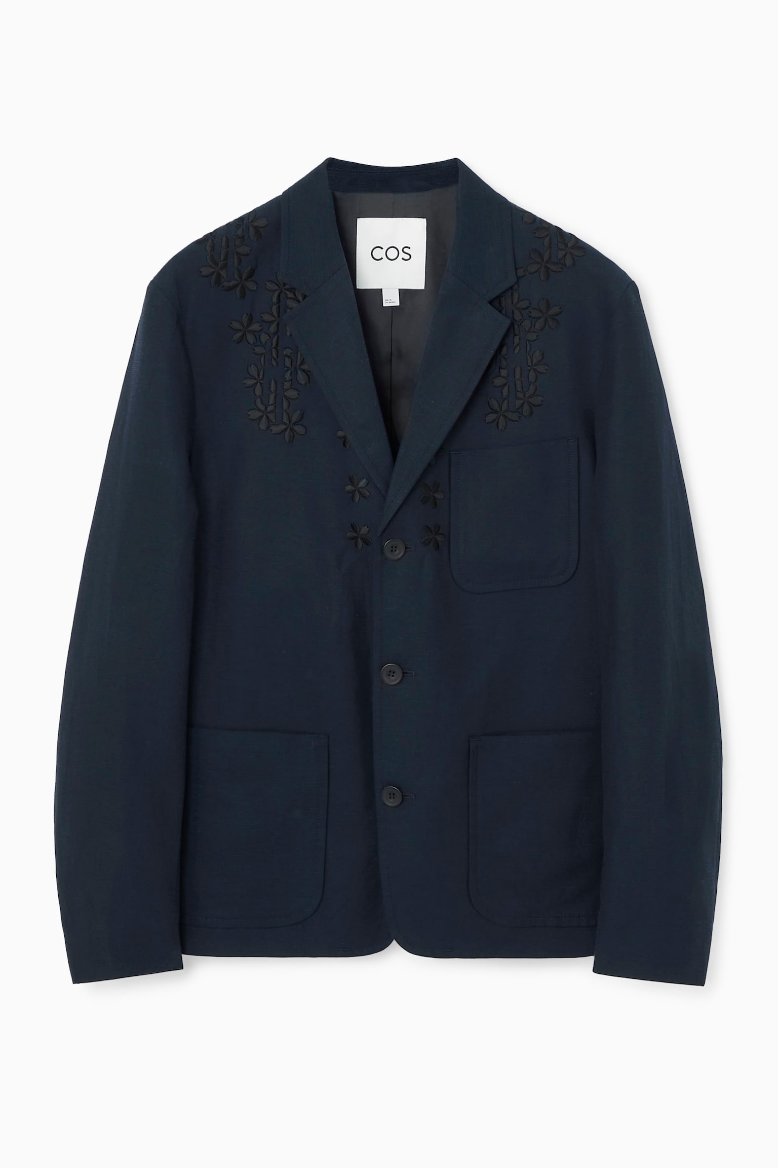 FLORAL EMBROIDERED BLAZER - NAVY BLUE - 2