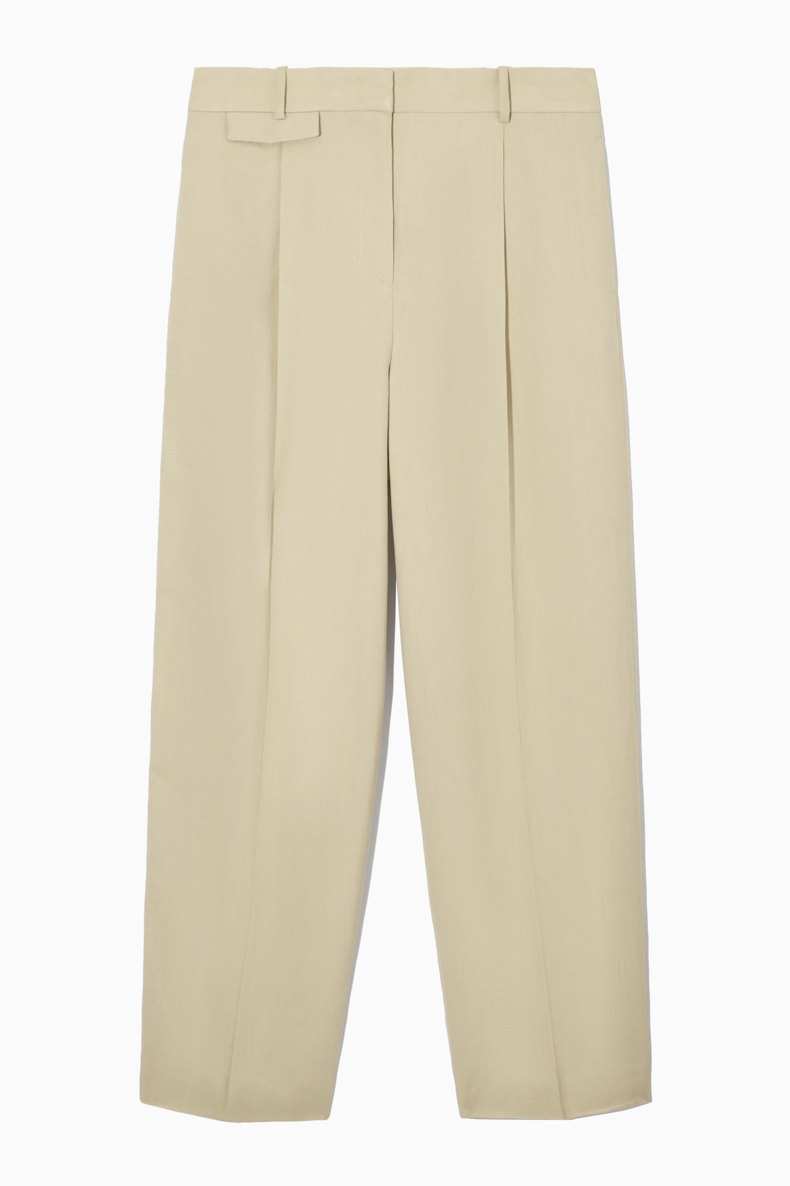 RELAXED LINEN-BLEND WIDE-LEG TROUSERS - BEIGE/BLACK/BRIGHT PINK - 1