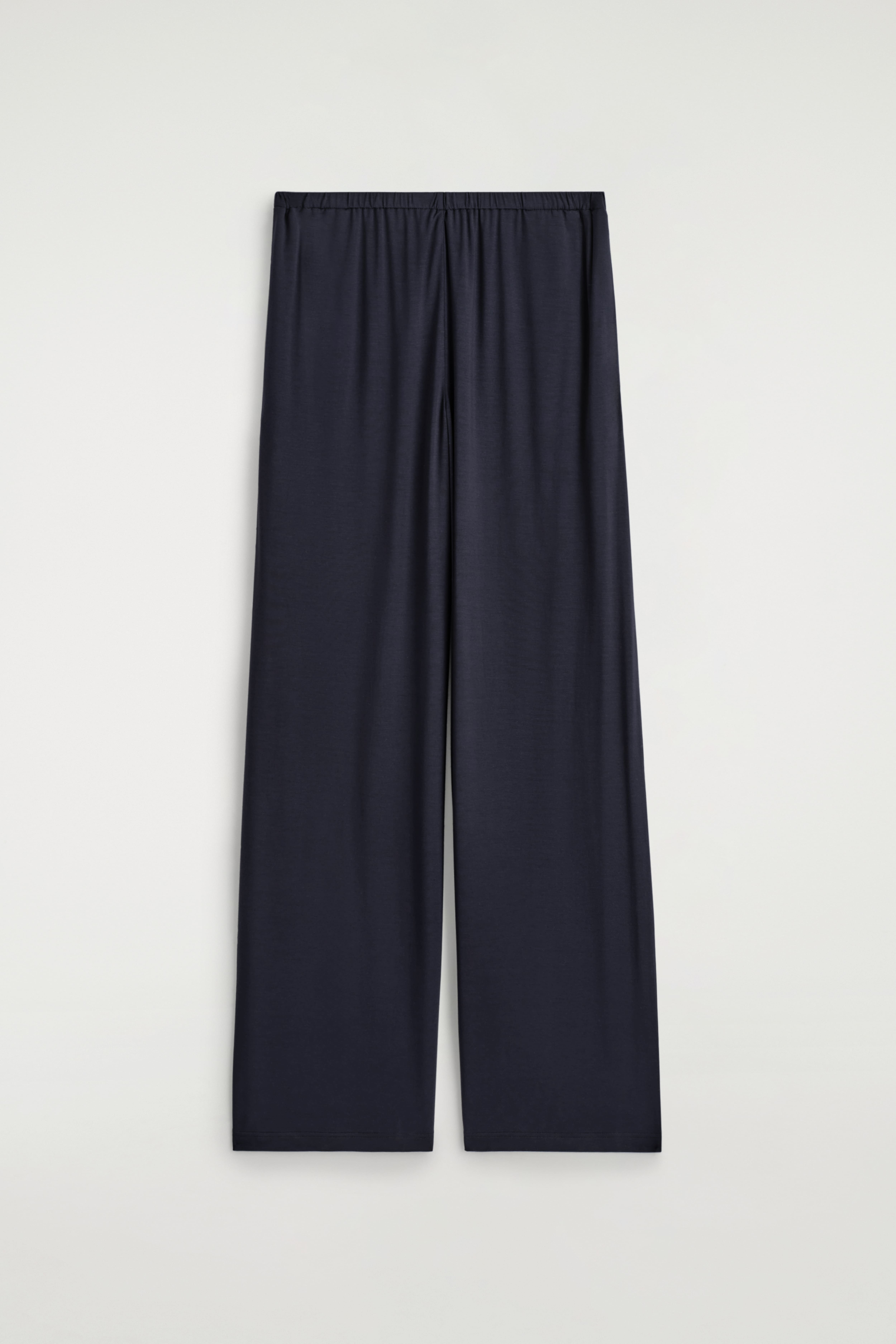 FLUID JERSEY WIDE-LEG TROUSERS - MARINEBLÅ