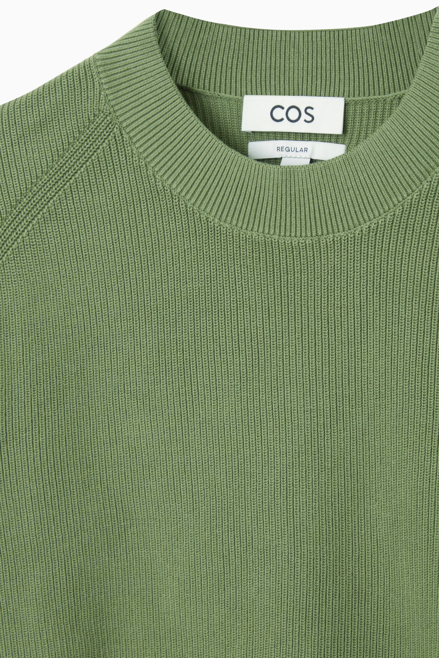 REGULAR RIBBED-KNIT COTTON JUMPER - KHAKI GREEN/BLACK/BEIGE/BRIGHT GREEN/NAVY - 3