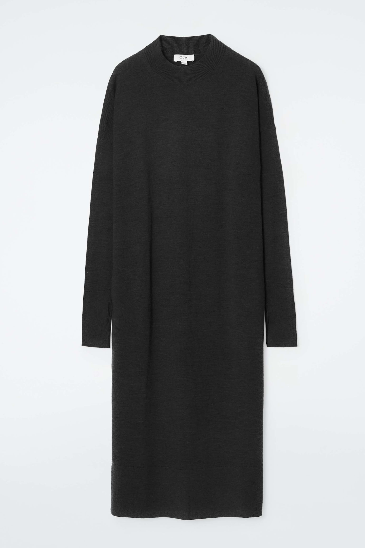 MERINO WOOL MIDI DRESS - BLACK/BROWN MÉLANGE - 2