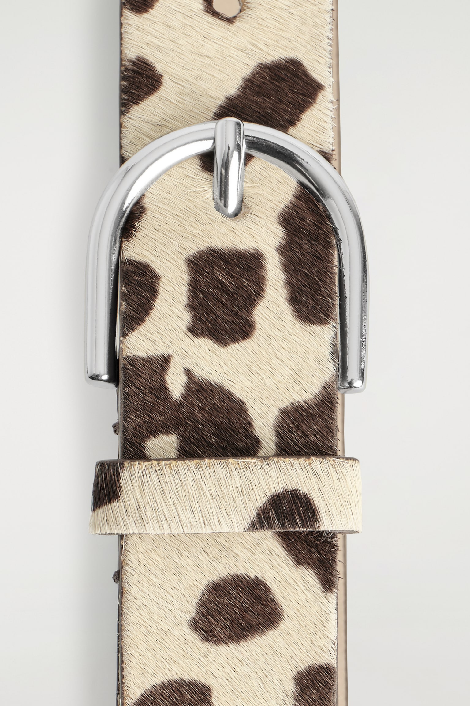 Leren riem met dierenprint en ponyhaar-effect - Beige / dierenprint - 5