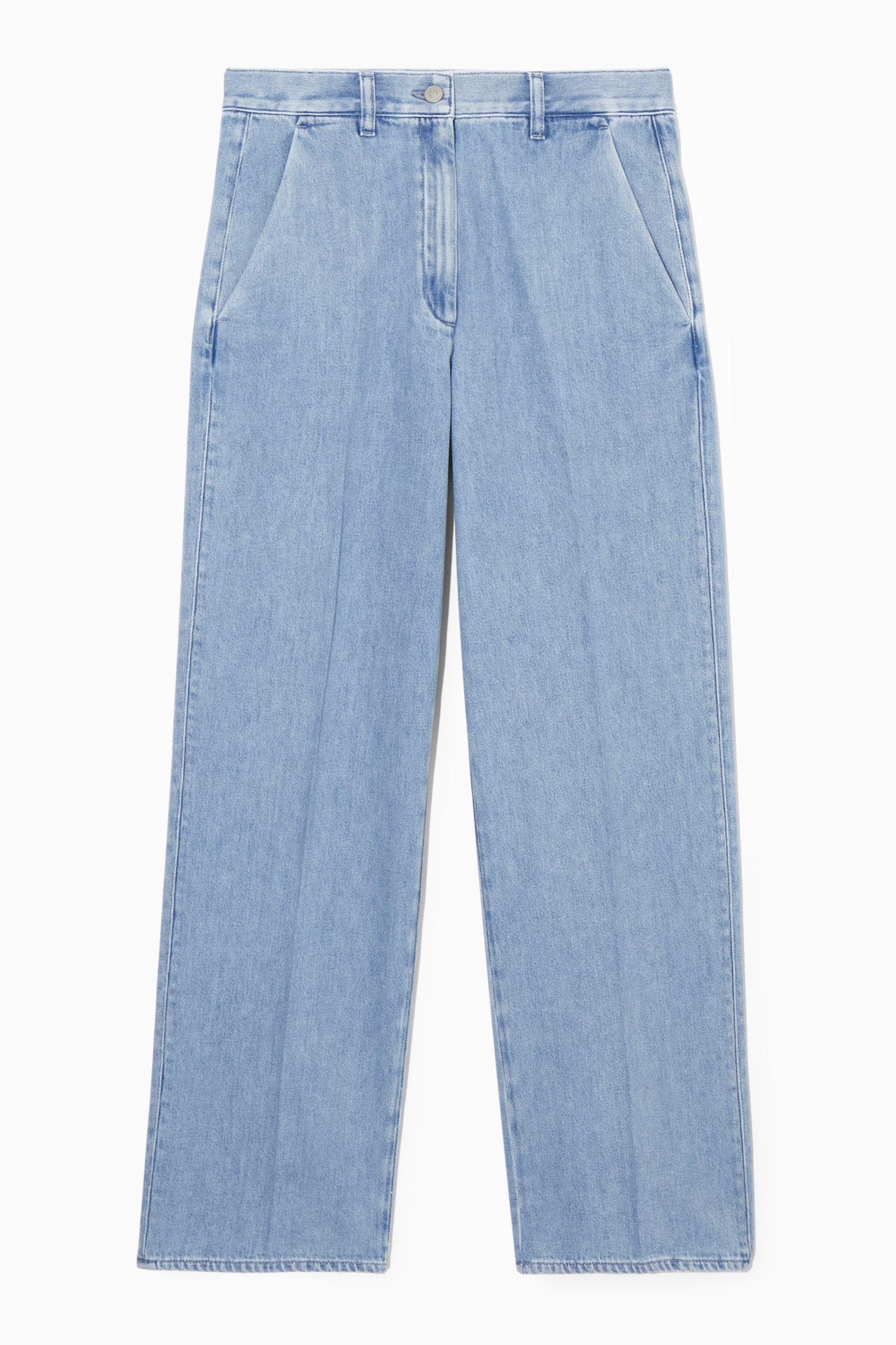 STRAIGHT-LEG DENIM TROUSERS - LIGHT BLUE/MID BLUE - 1