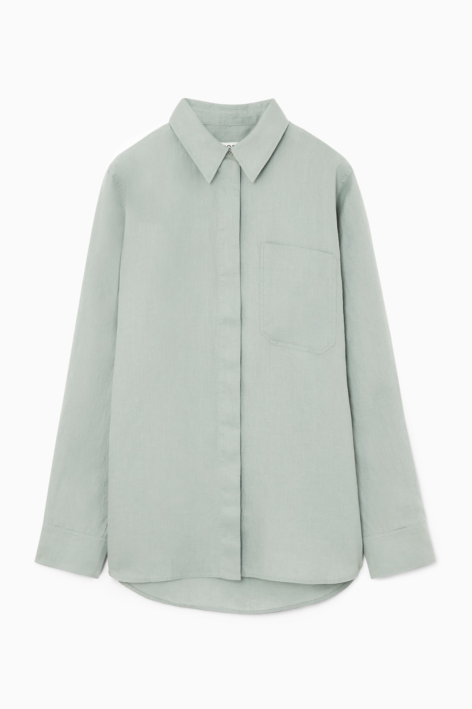 OVERSIZED LINEN SHIRT - GREEN/WHITE - 2