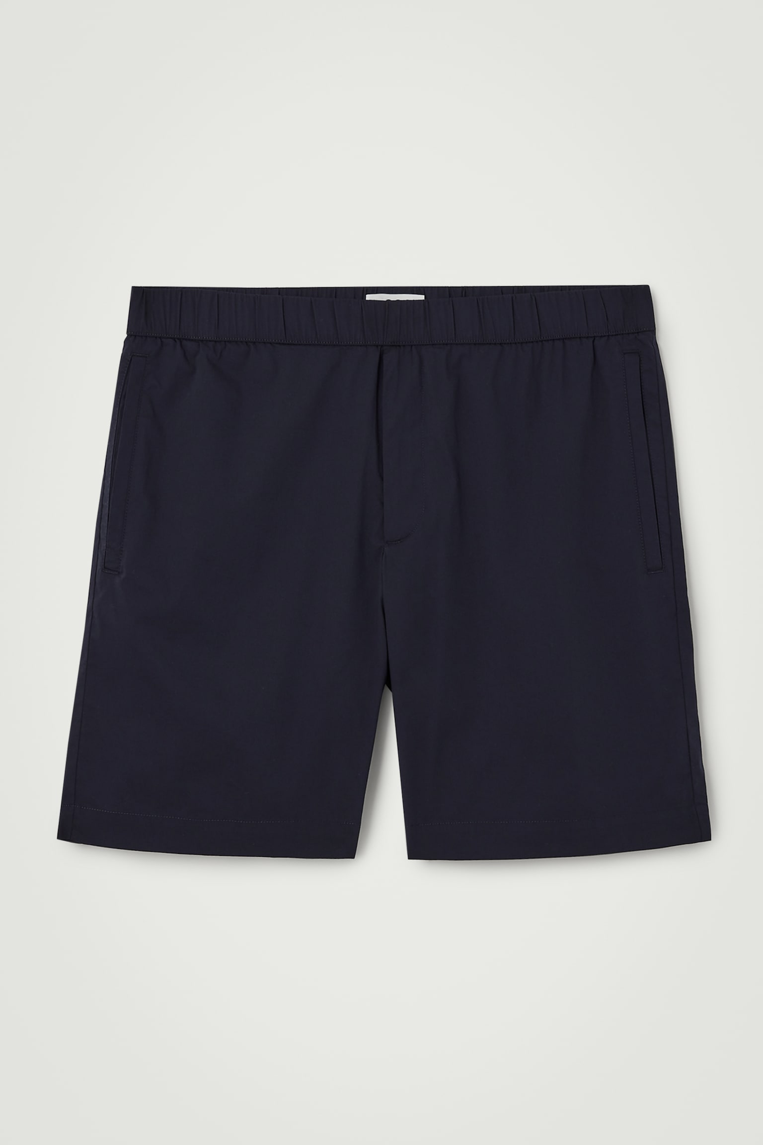 ELASTICATED COTTON-BLEND SHORTS - NAVY/SKY BLUE - 2