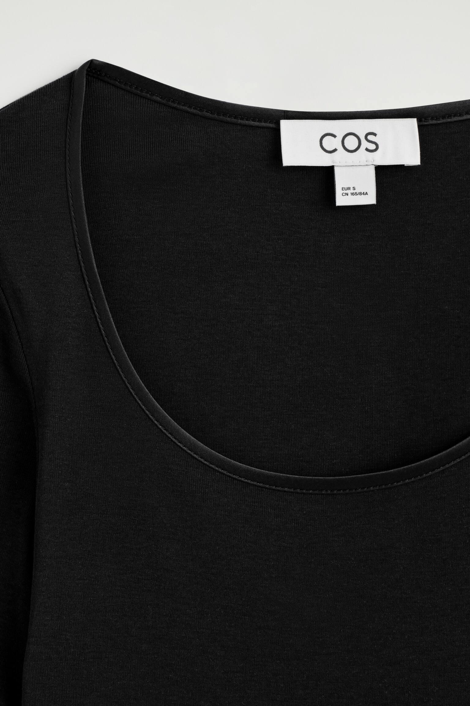 TOP A MANICHE LUNGHE IN JERSEY DI COTONE E RASO - NERO/ROSA - 5