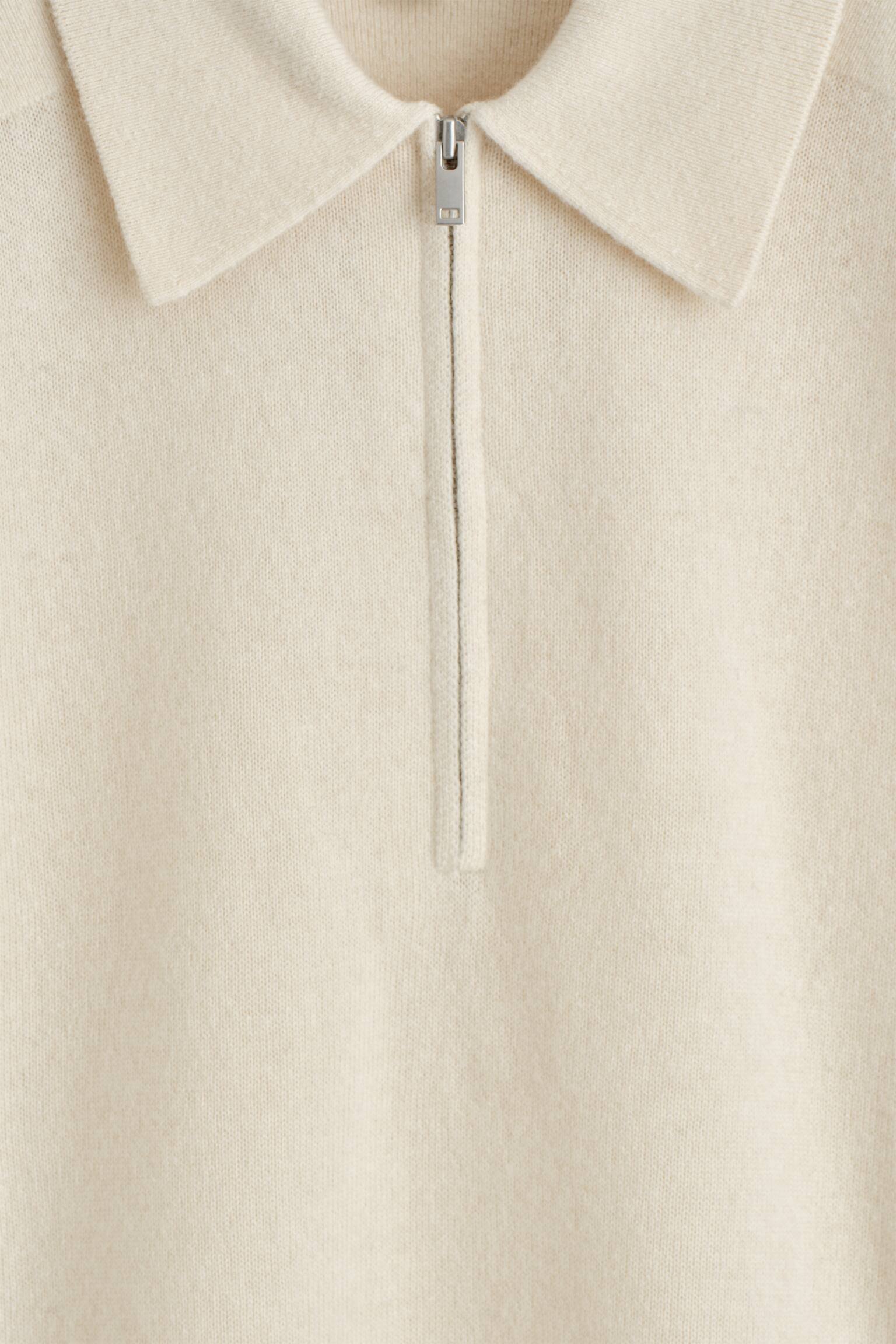 POLO CON CERNIERA IN LANA MERINO E YAK - BIANCO/MARRONE MÉLANGE/BORDEAUX - 6