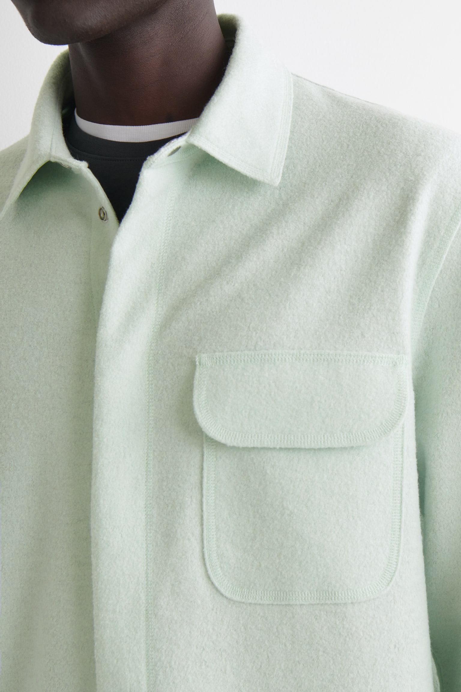OVERSHIRT IN LANA COTTA - VERDE CHIARO - 5