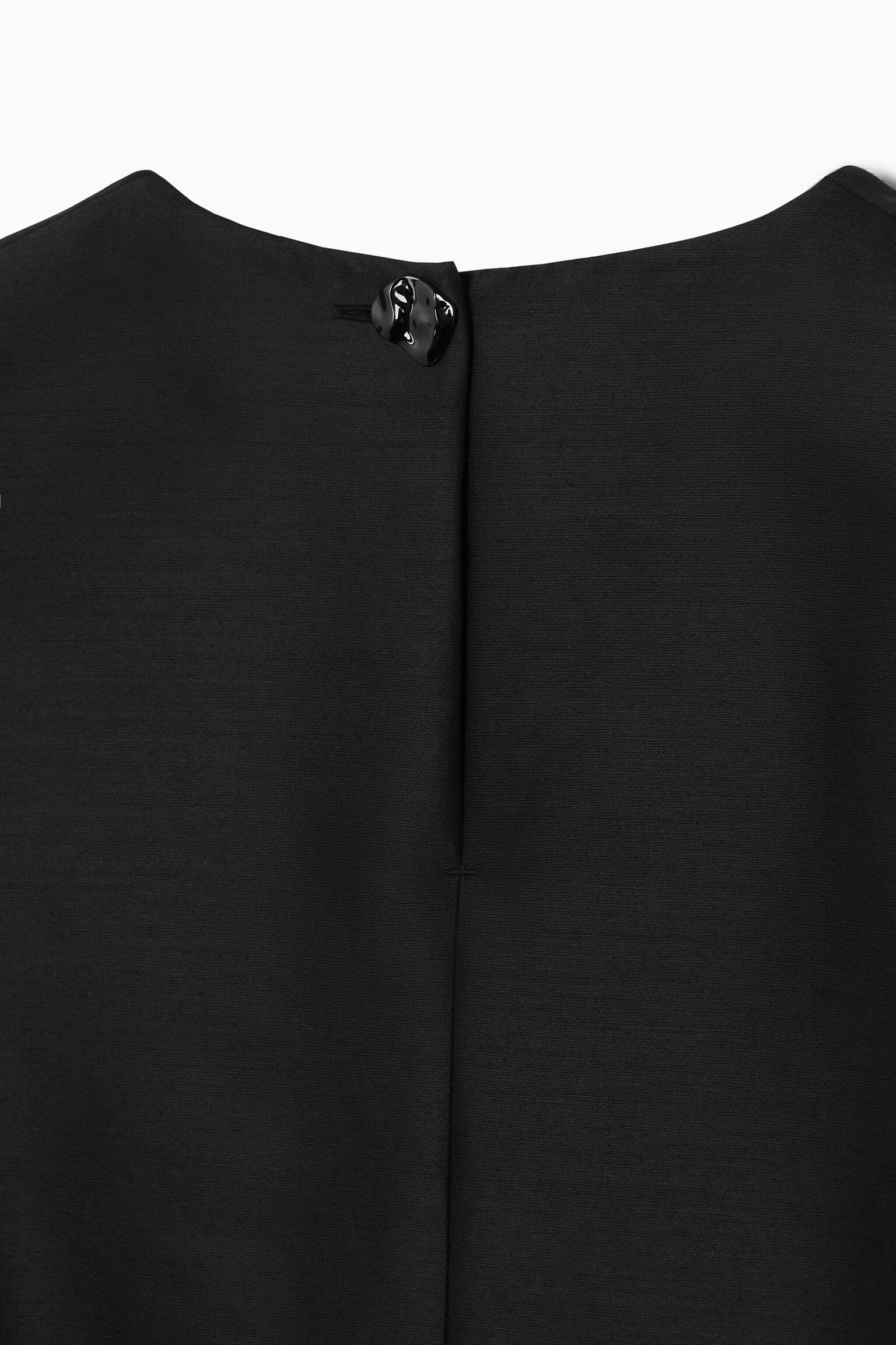 BUTTON-DETAIL WOOL-BLEND DRESS - BLACK - 3