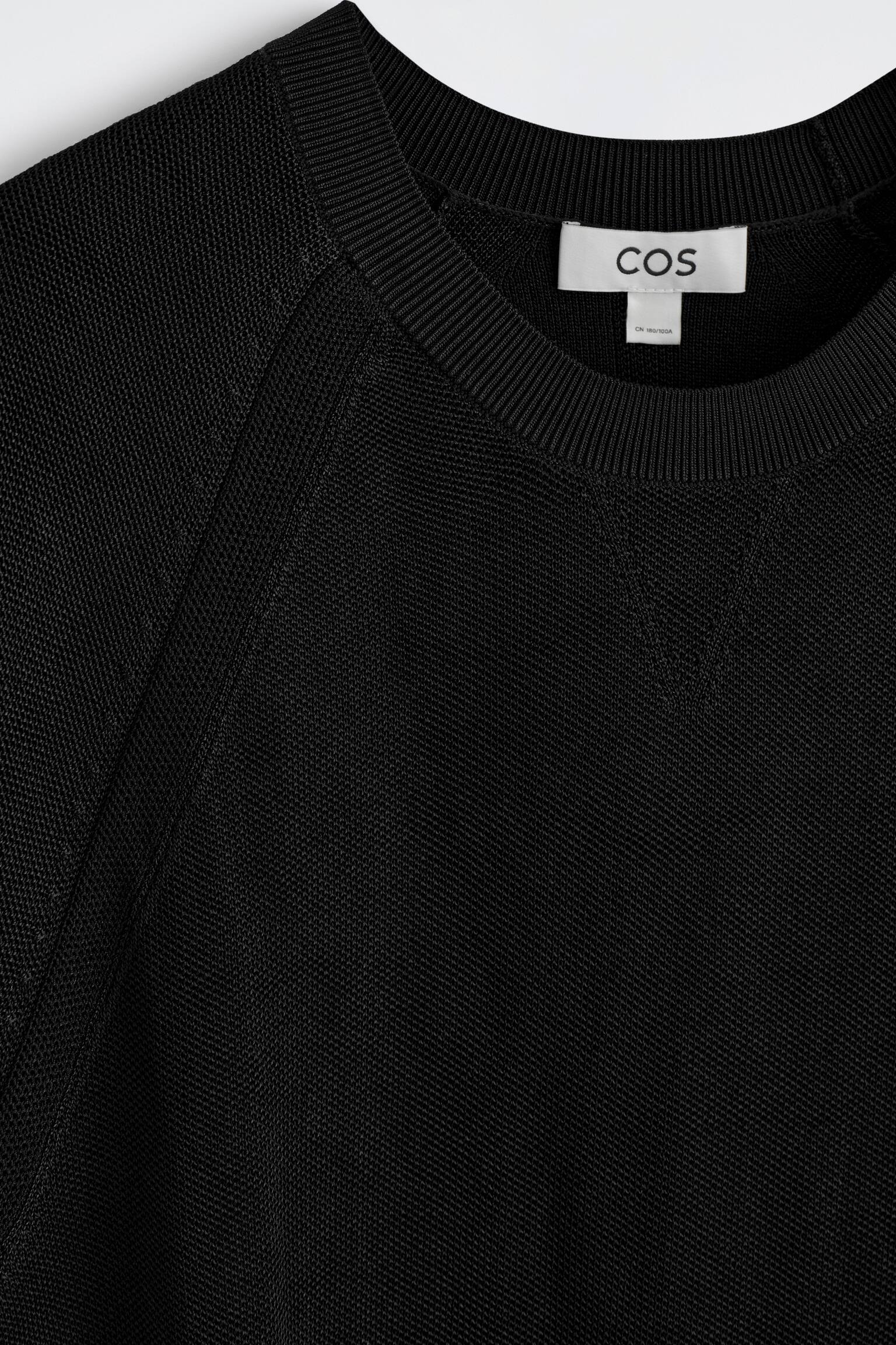 STRICK-T-SHIRT AUS DOUBLEFACE-MATERIAL - SCHWARZ - 4