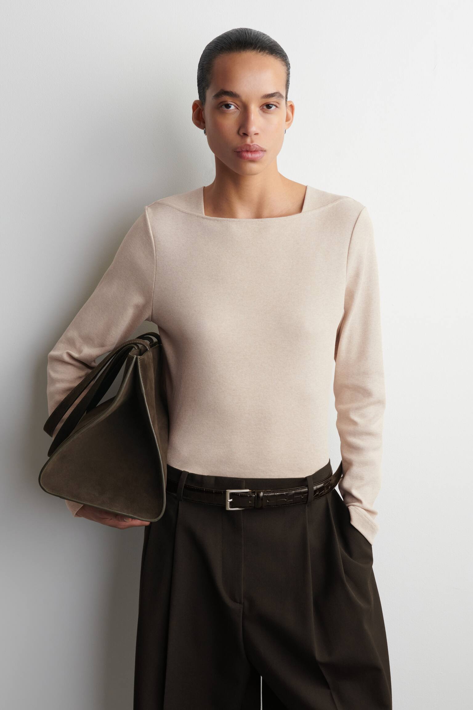 COTTON-JERSEY LONG-SLEEVED TOP - ECRU - 1