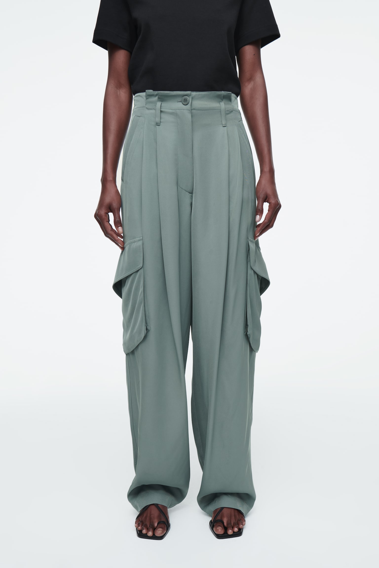 PAPERBAG UTILITY TROUSERS - TEAL/BLACK - 5