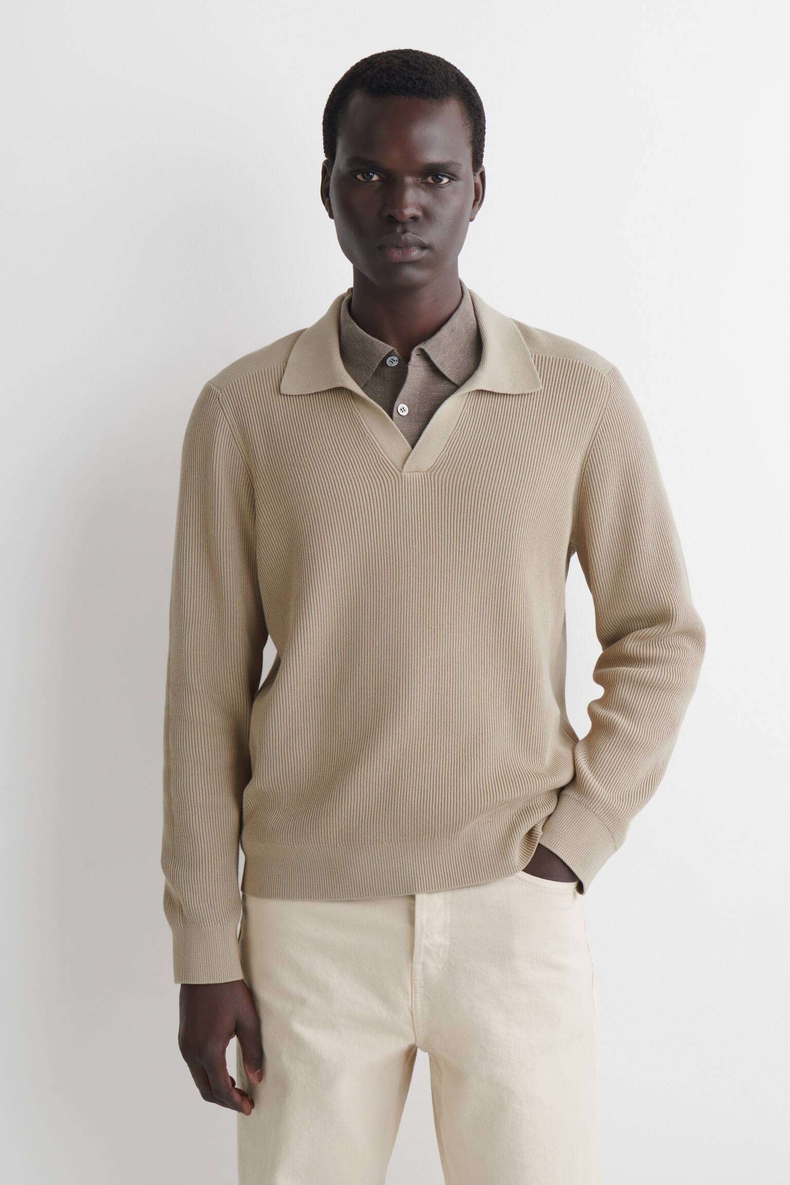 POLOPULLOVER AUS BAUMWOLLE - BEIGE - 1