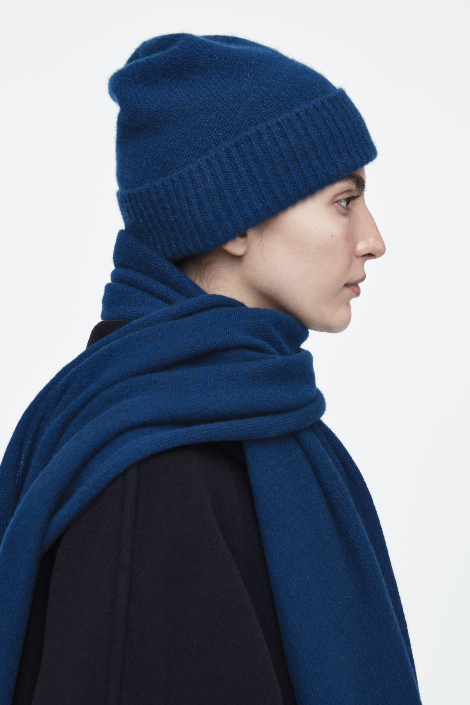 PURE CASHMERE SCARF - ROYAL BLUE/DARK GREY/BLACK - 4