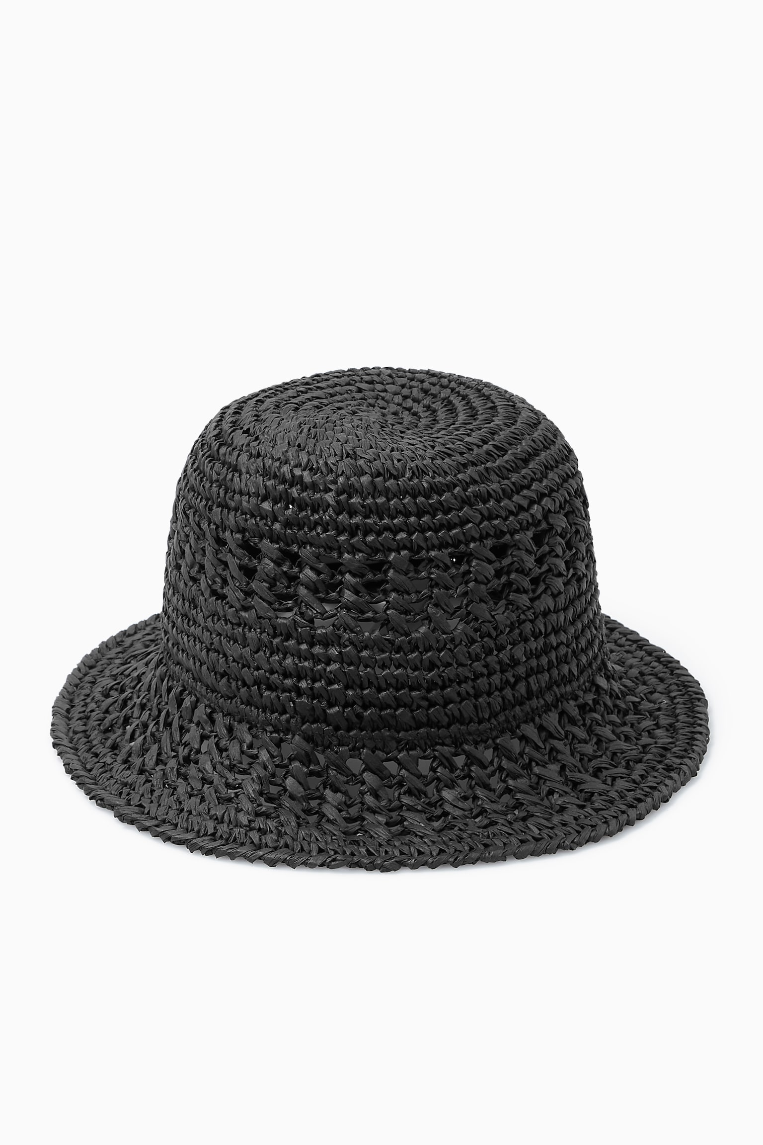 CROCHETED STRAW BUCKET HAT - BLACK/BEIGE - 4