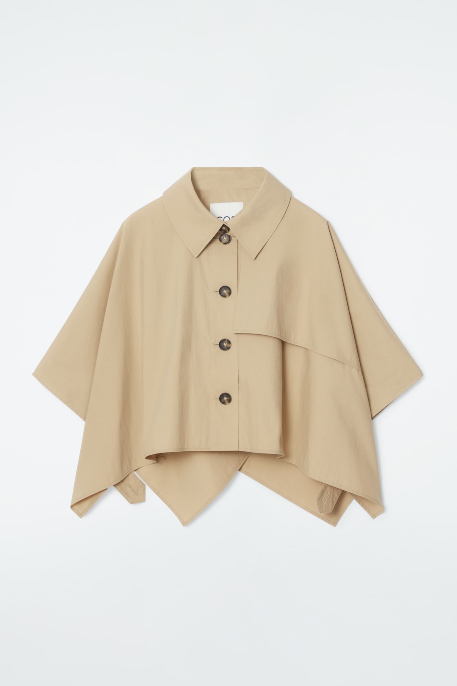 CROPPED TRENCH COAT CAPE - LIGHT BEIGE - 2