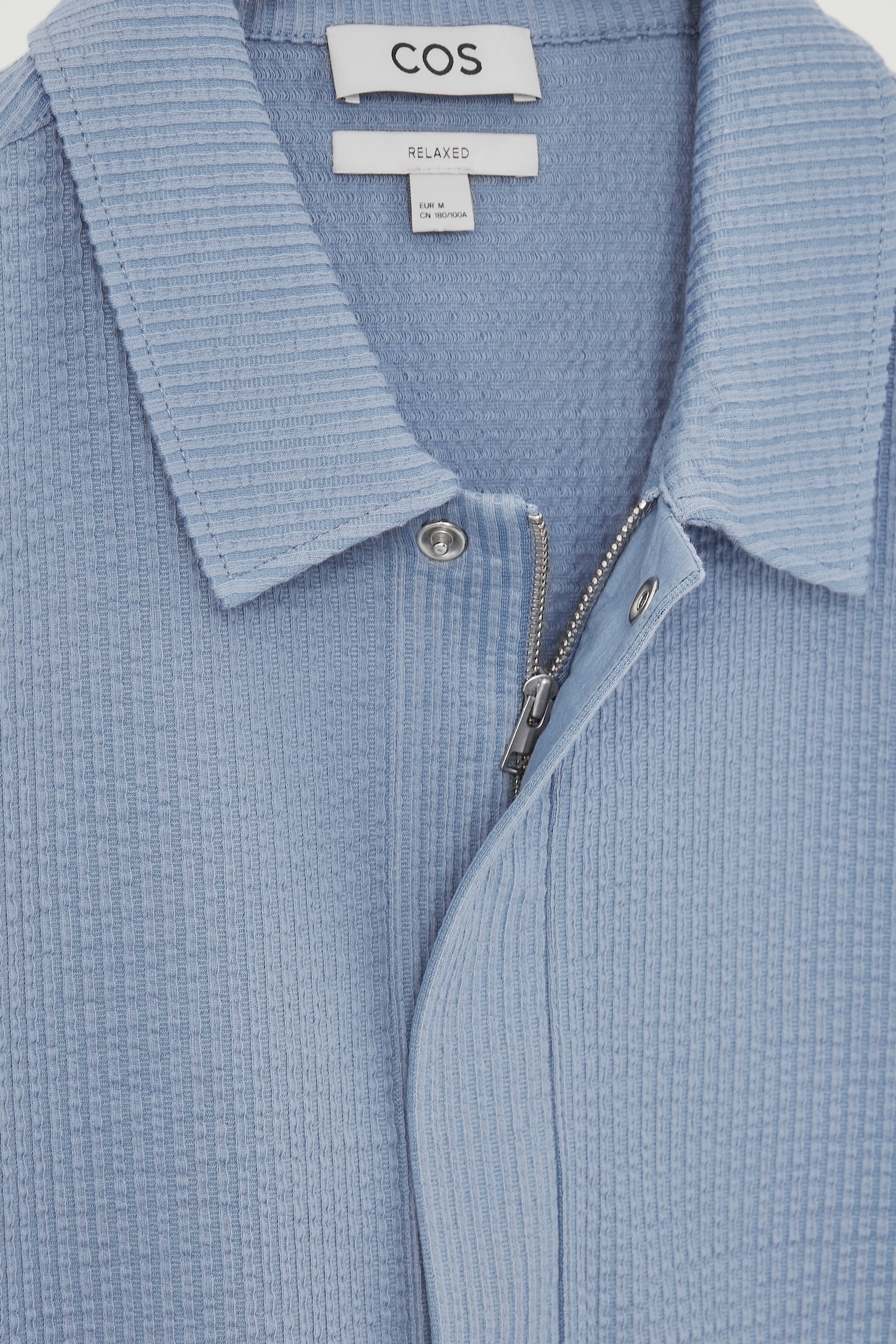 SEERSUCKER HALF-ZIP POLO SHIRT - LIGHT BLUE/WHITE - 5