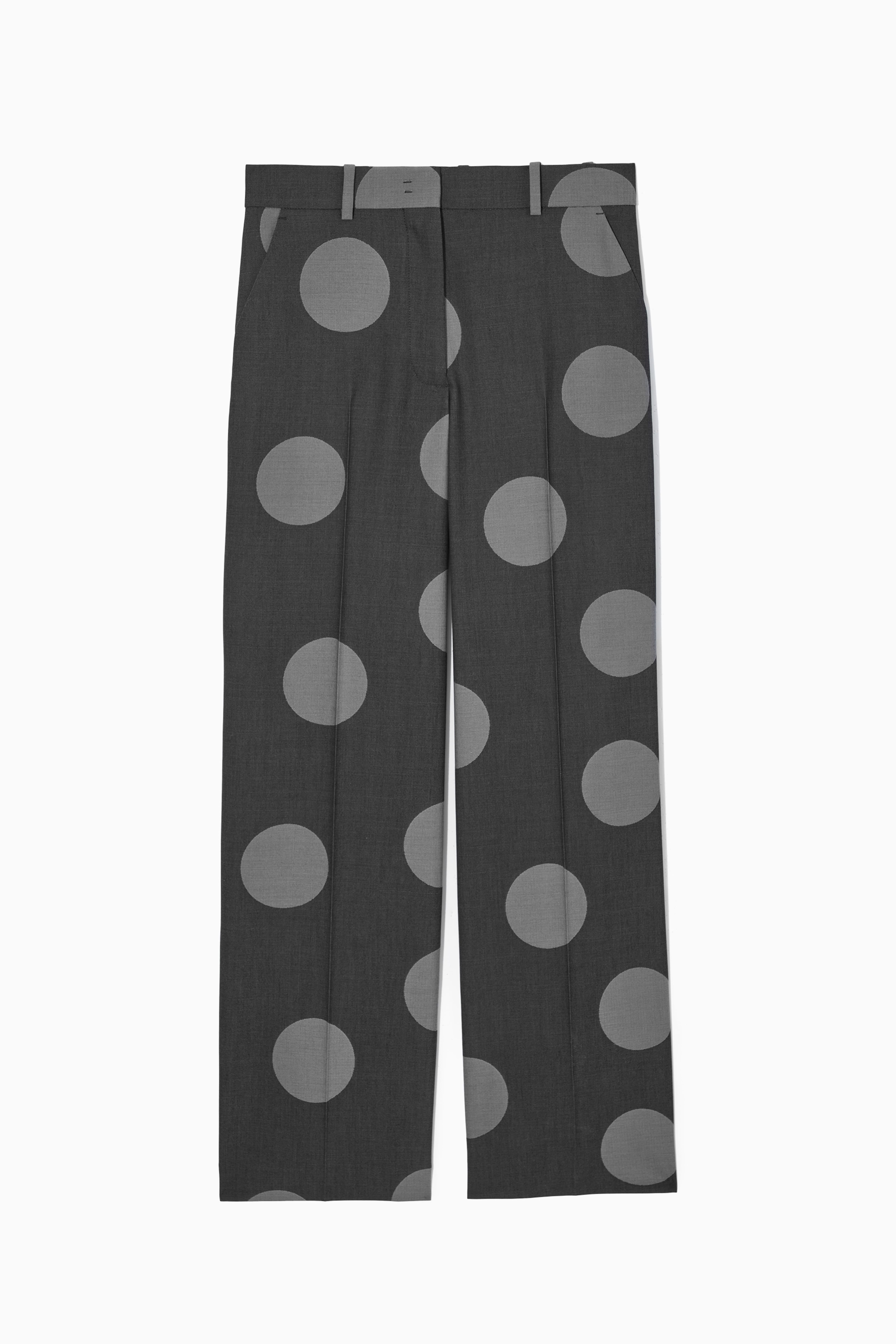 REGULAR POLKA DOT STRAIGHT LEG WOOL TROUSERS