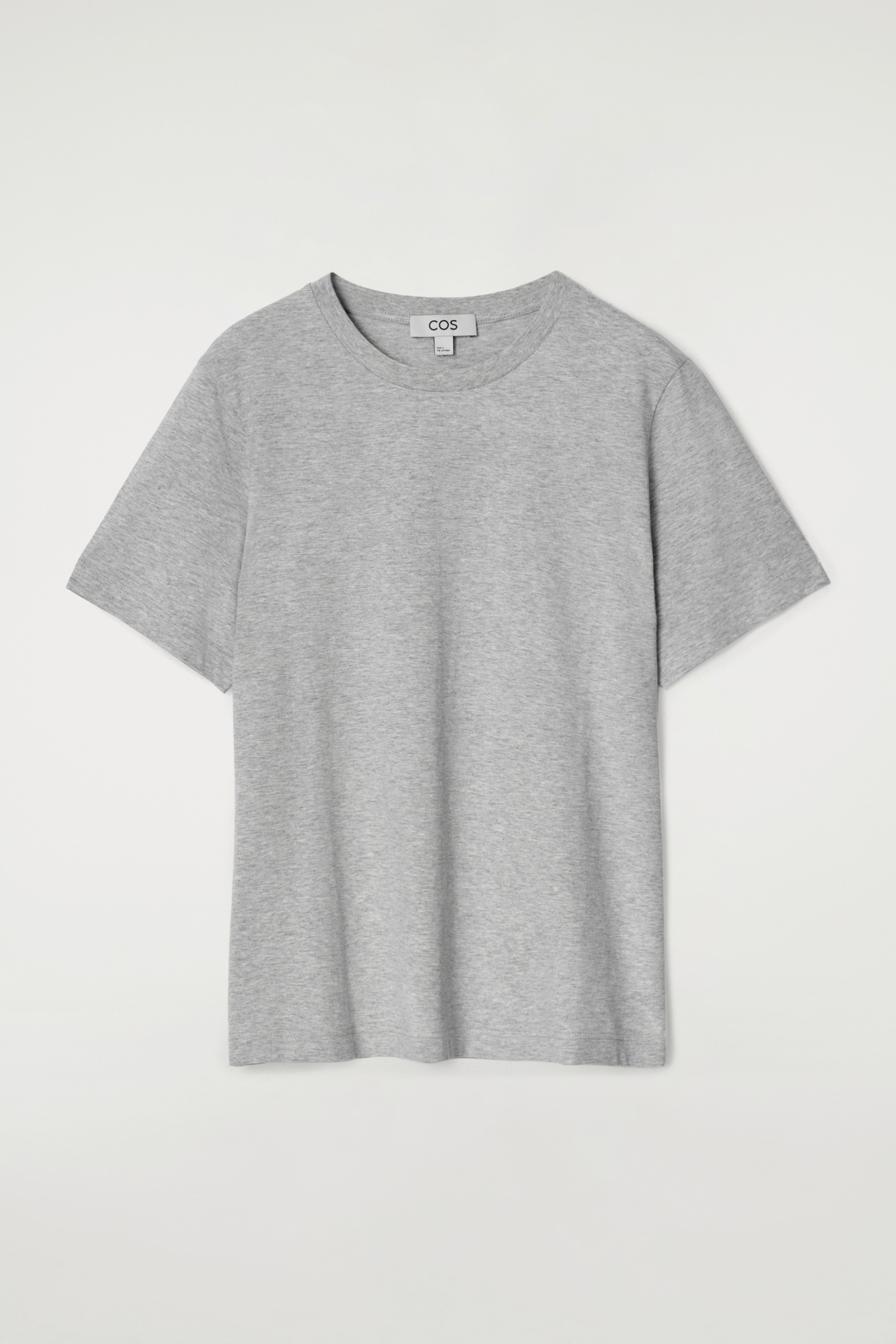 Baumwoll-T-Shirt Mit Logo-Print – Grau Meliert, Kurzarm, Größe M, Bequemer Alltags-Basics