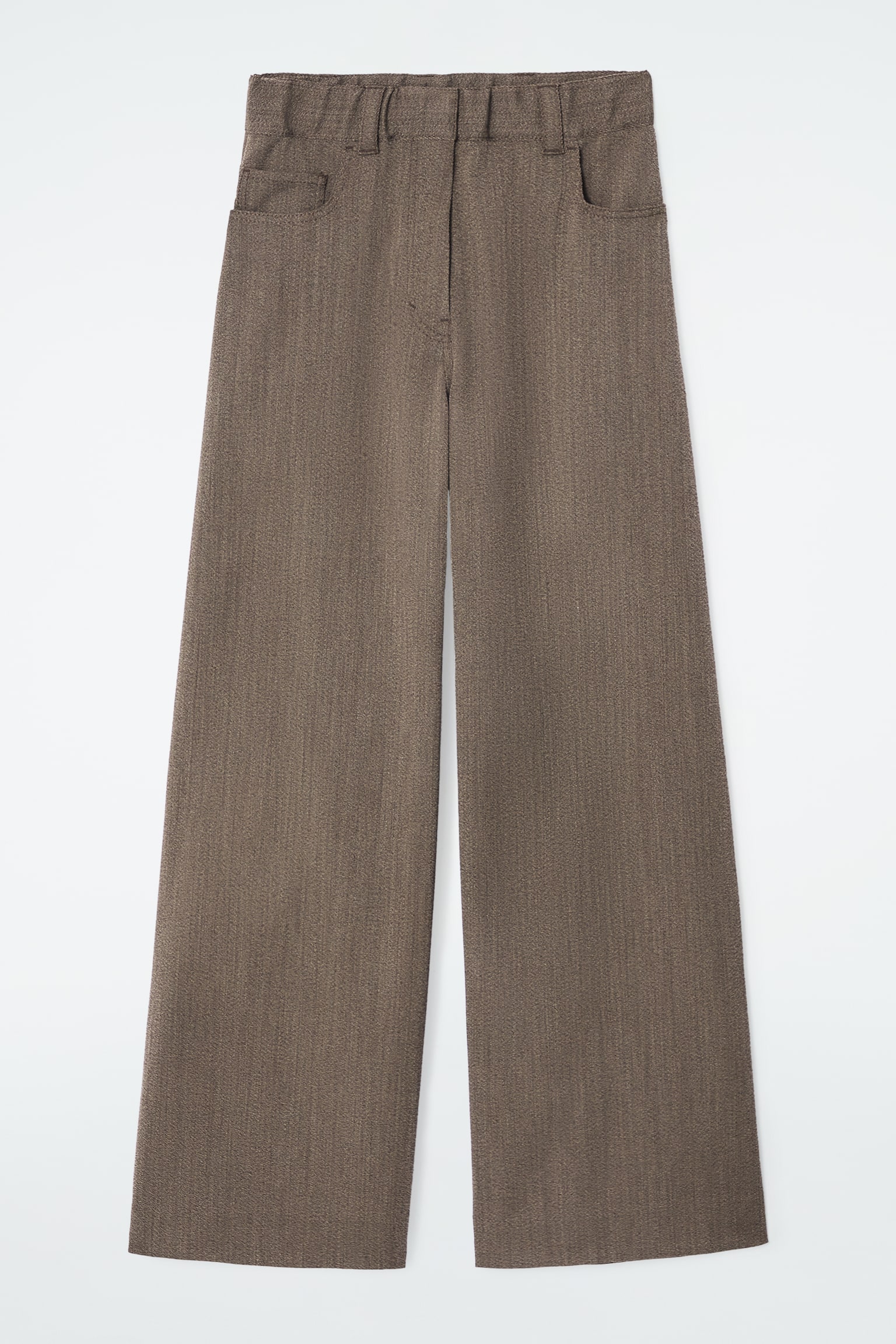 REGULAR WOOL-BLEND WIDE-LEG TROUSERS - BROWN - 2