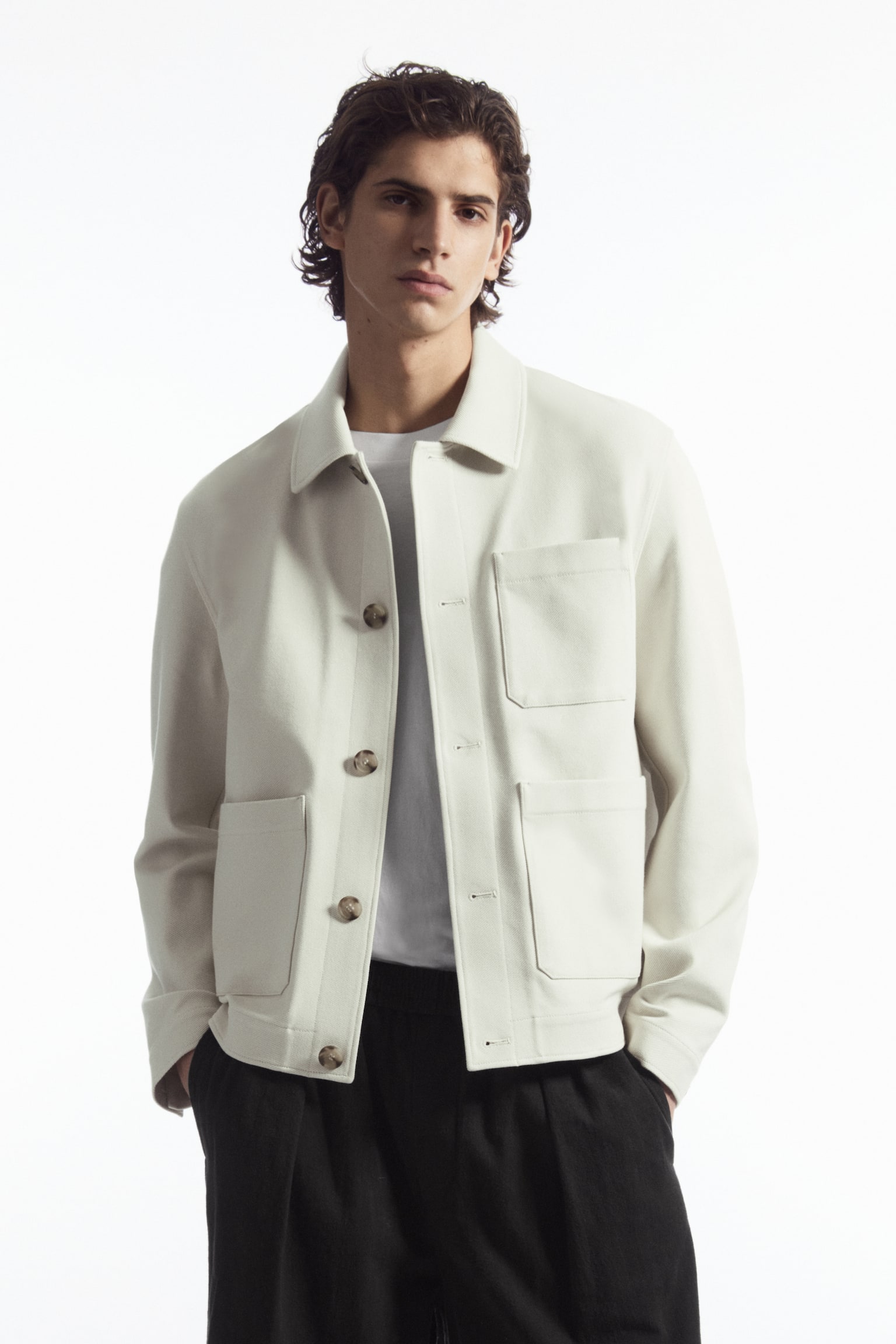 TWILL UTILITY JACKET - OFF-WHITE/BLACK/NAVY - 1