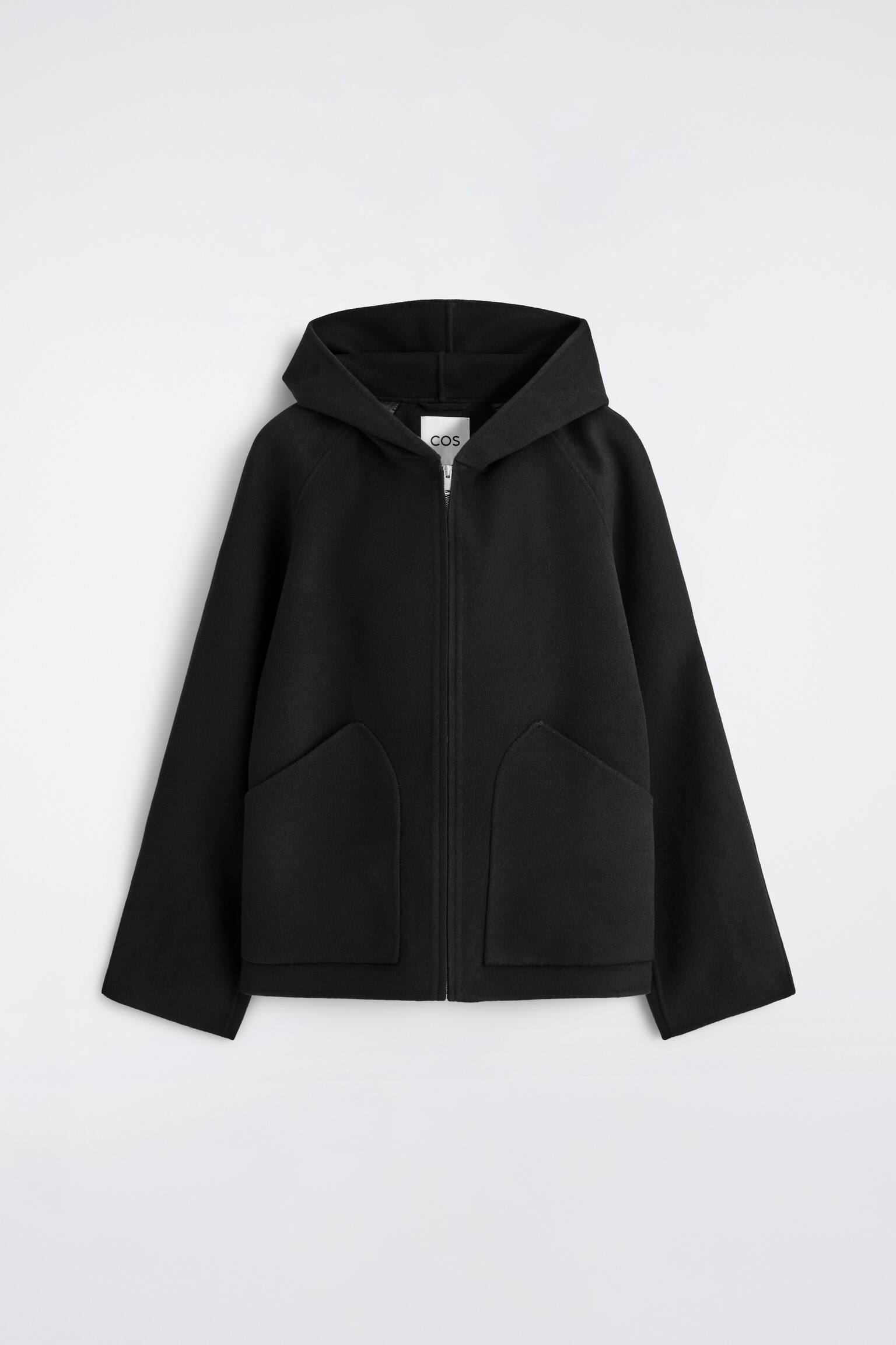 Kaksipuoleinen villahuppari vetoketjulla - musta - 2