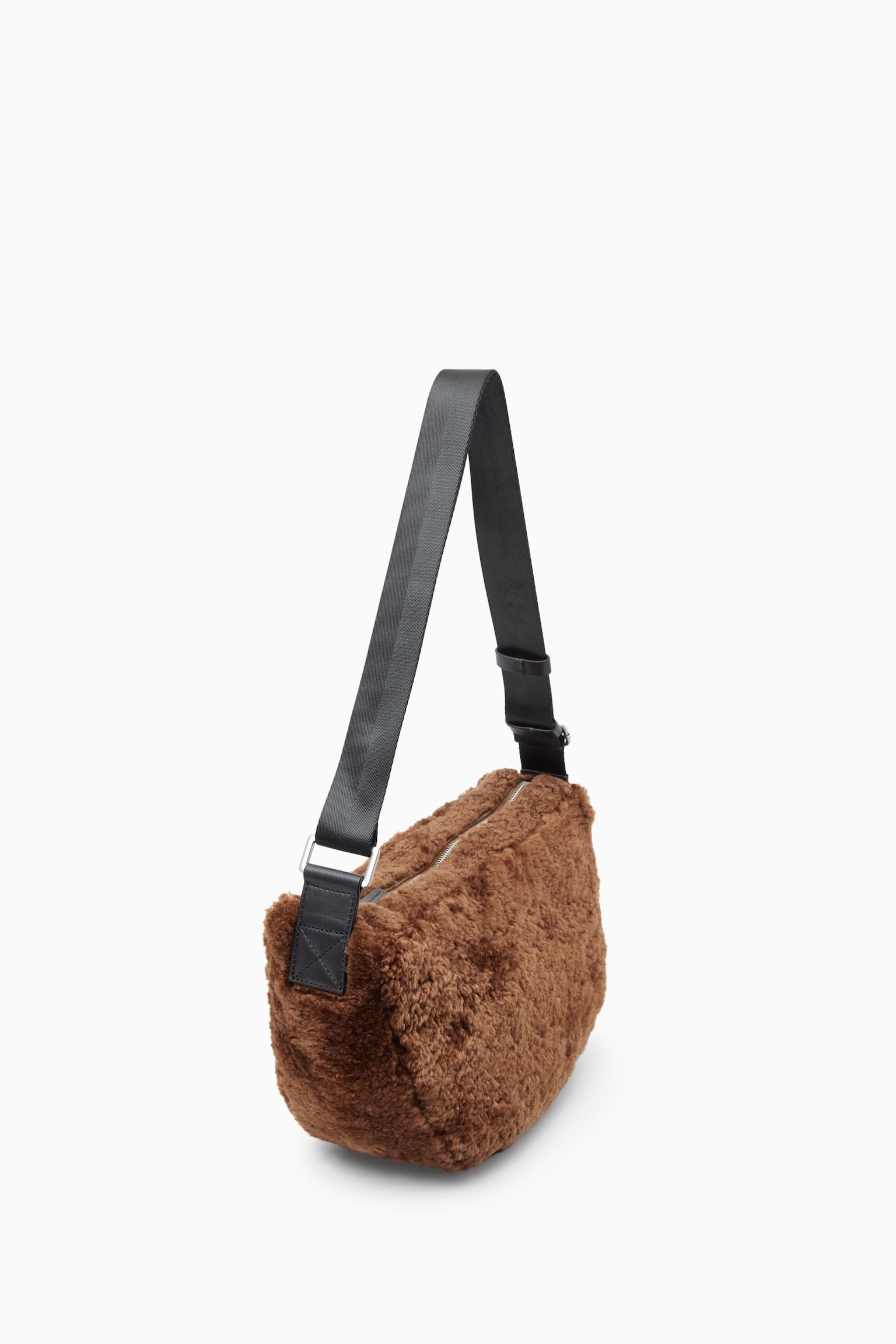 SLOUCHY CROSSBODY - SHEARLING - BROWN - 5