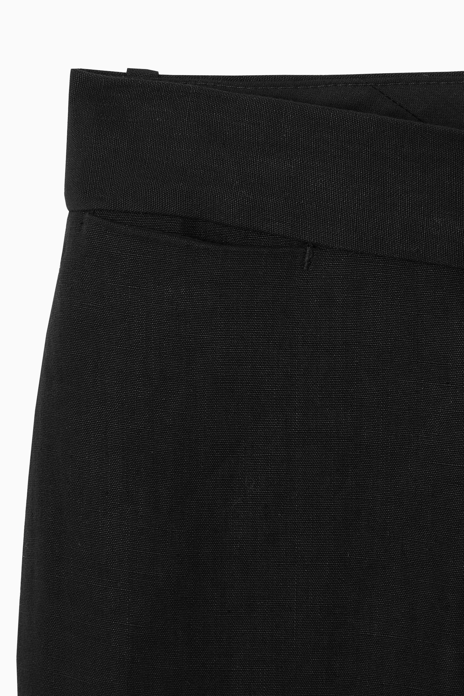 REGULAR LINEN TAPERED TROUSERS - BLACK - 3