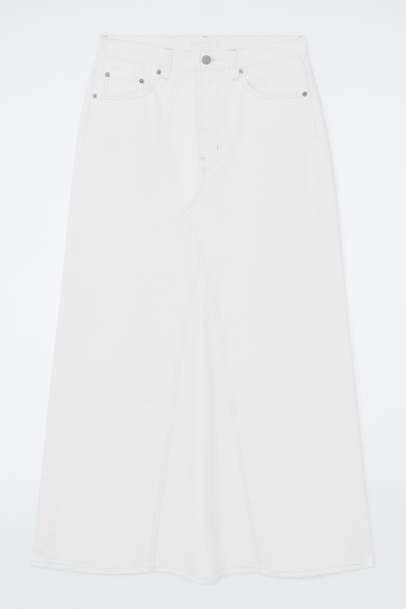 PANELLED DENIM MAXI SKIRT - OFF-WHITE/BLUE - 2