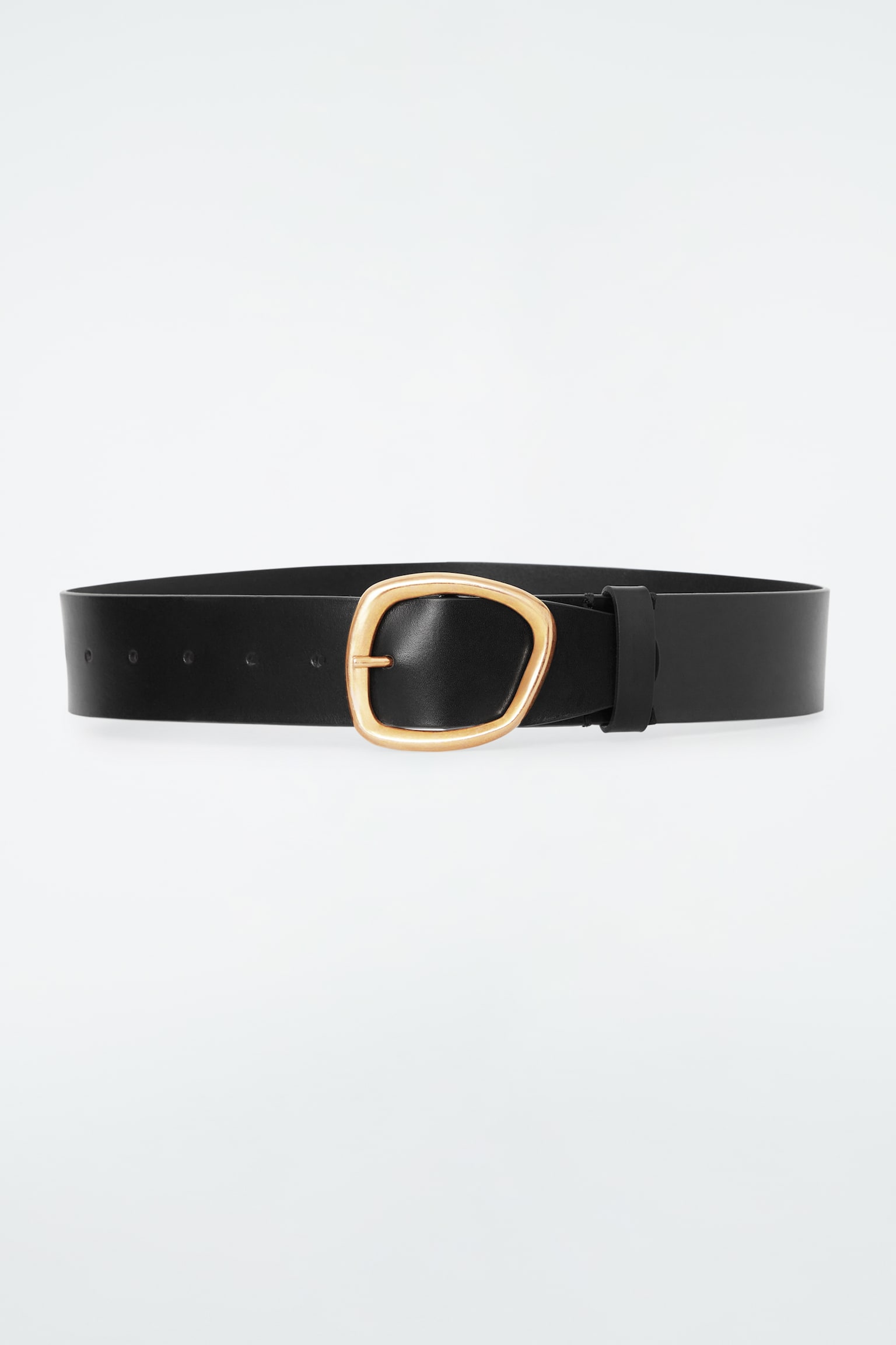 ASYMMETRIC-BUCKLE LEATHER BELT - SVART - 2