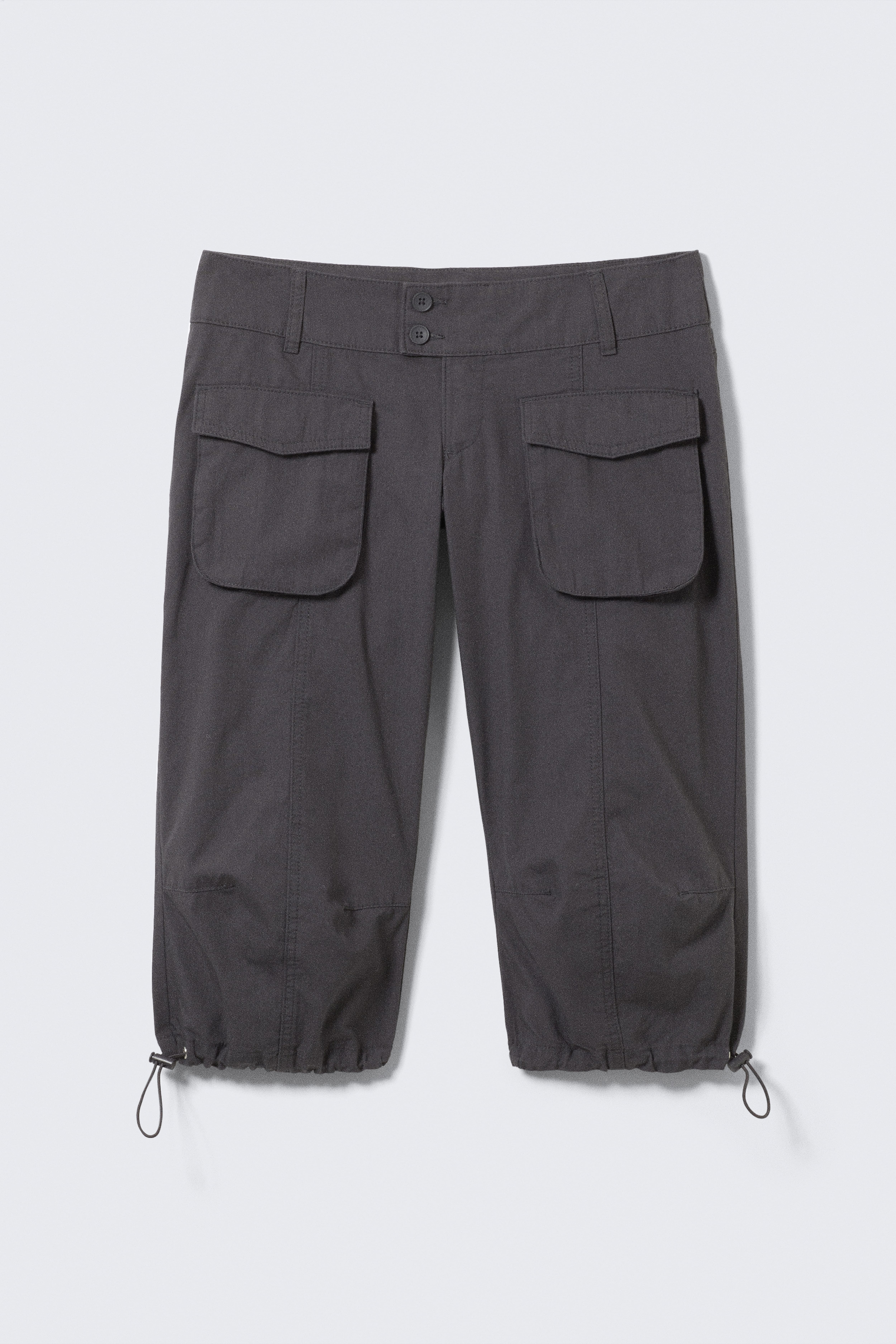 Ultra-Low Rise Cargo Capri Trousers - Dark Grey/Khaki Green