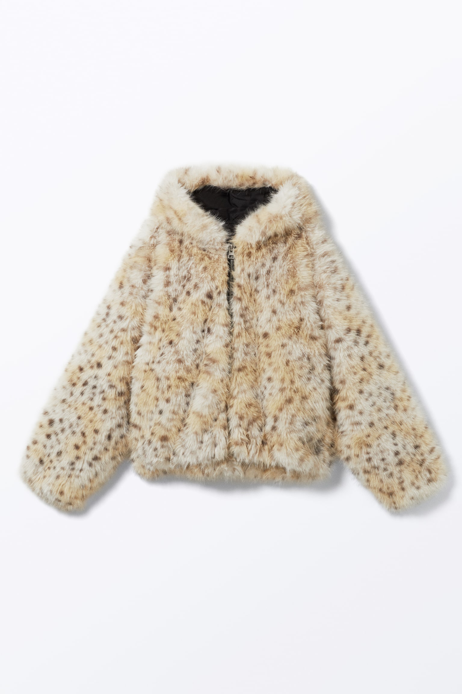 Hooded Faux Fur Jacket - Leopard/Black