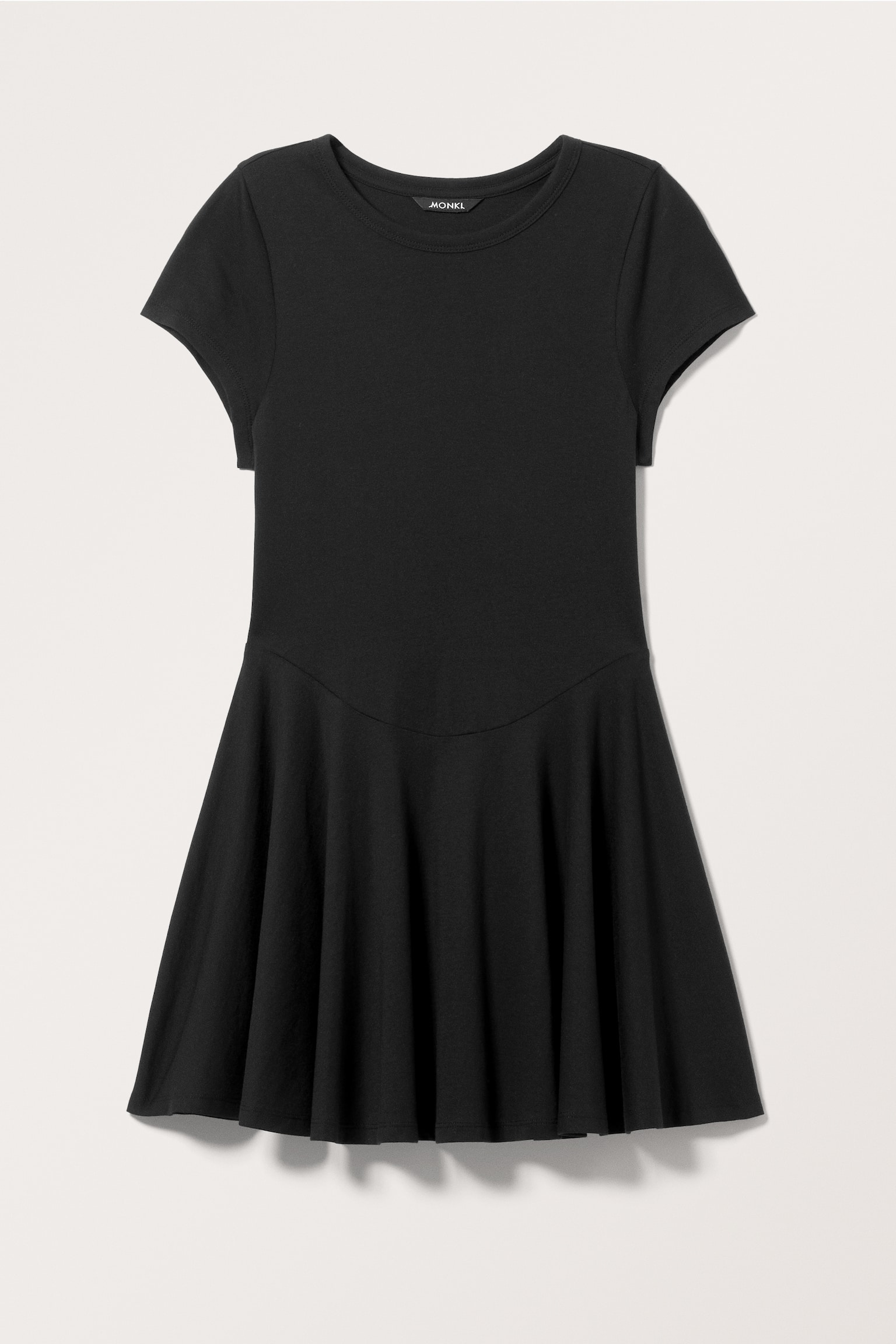 Short Sleeve Modal-blend Mini Dress - Black/Light Dusty Grey - 2