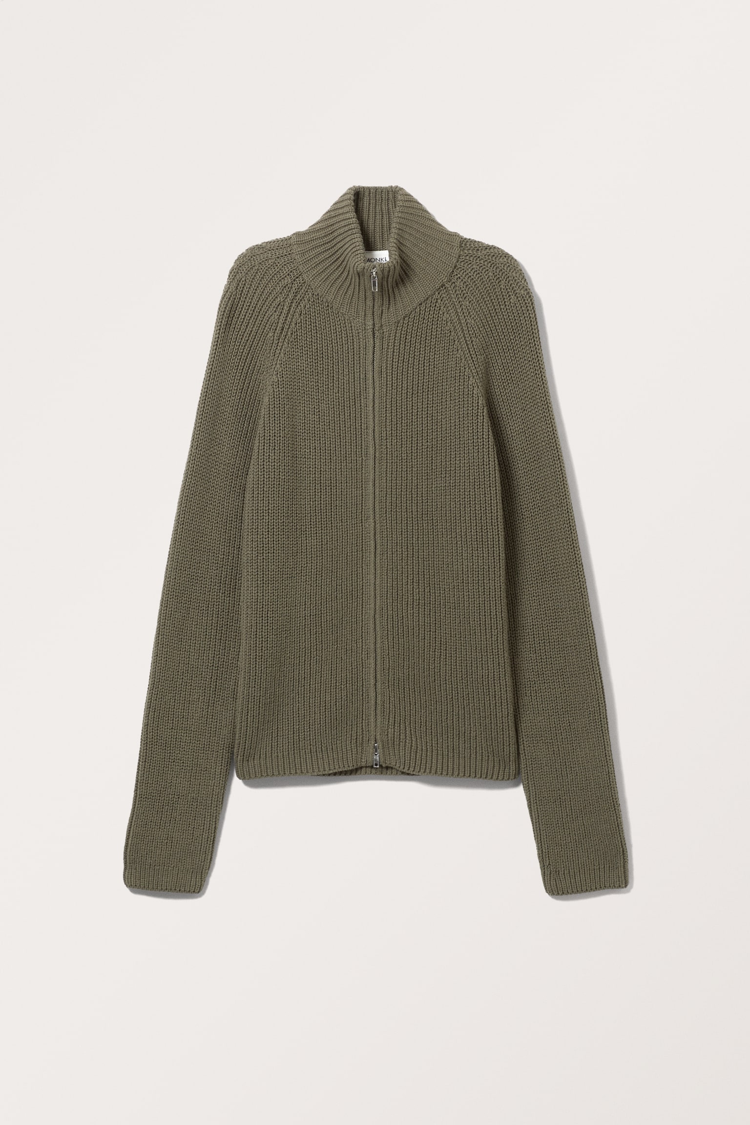 Two-way zip cardigan - Dark Khaki Green - 2