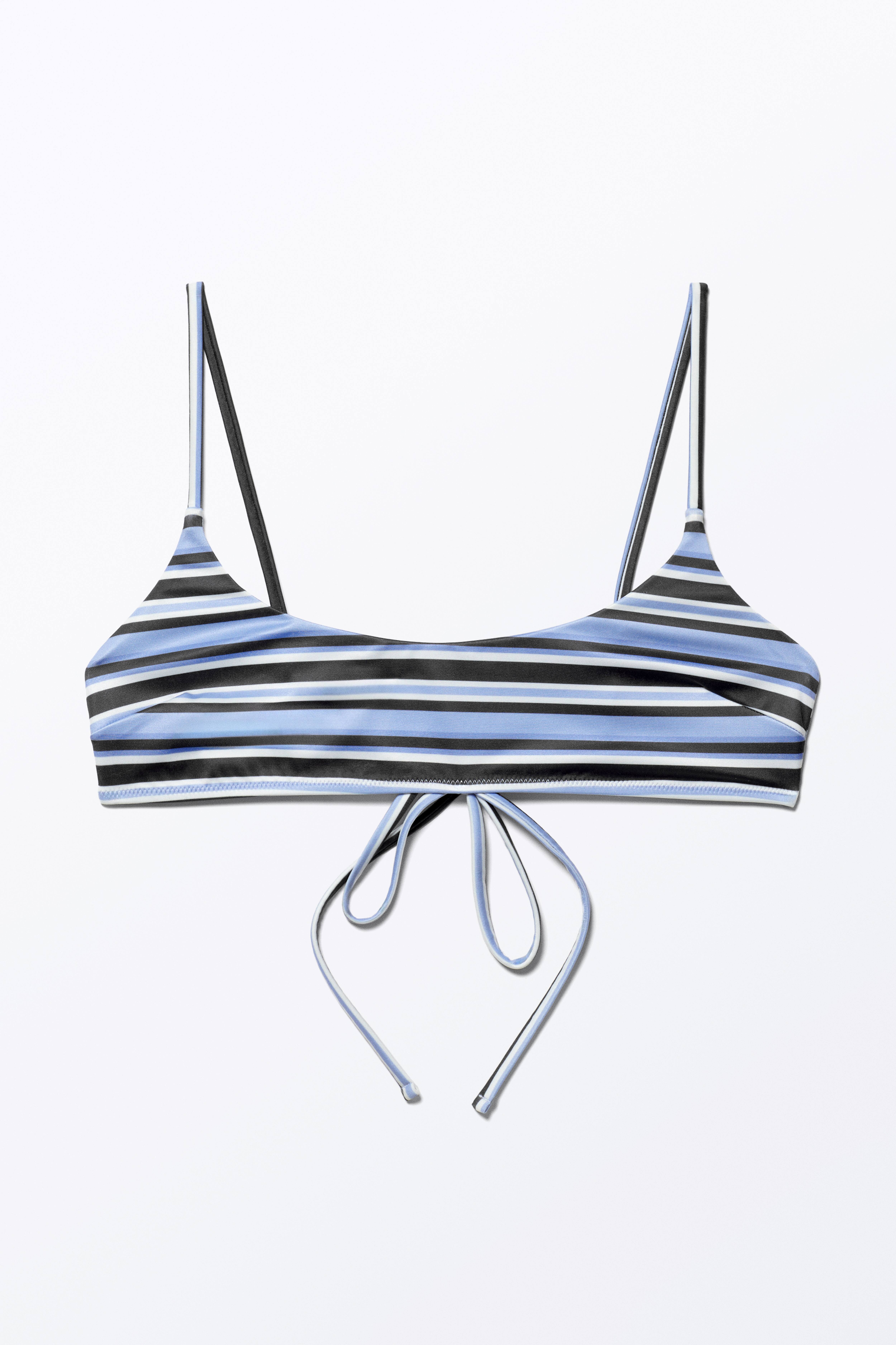 Scoop Neck Bikini Top - Striped Blue