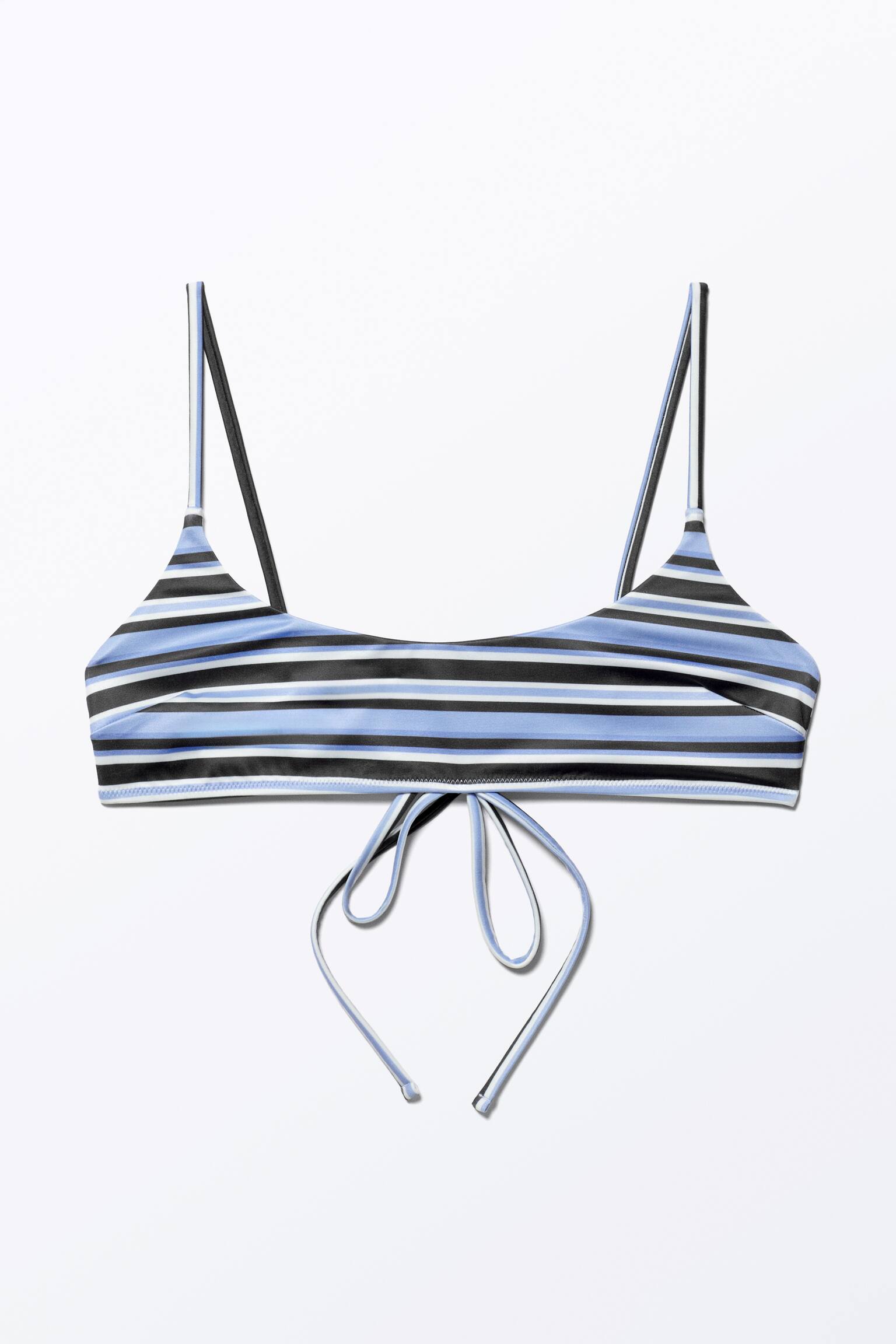 Scoop Neck Bikini Top - Striped Blue - 2