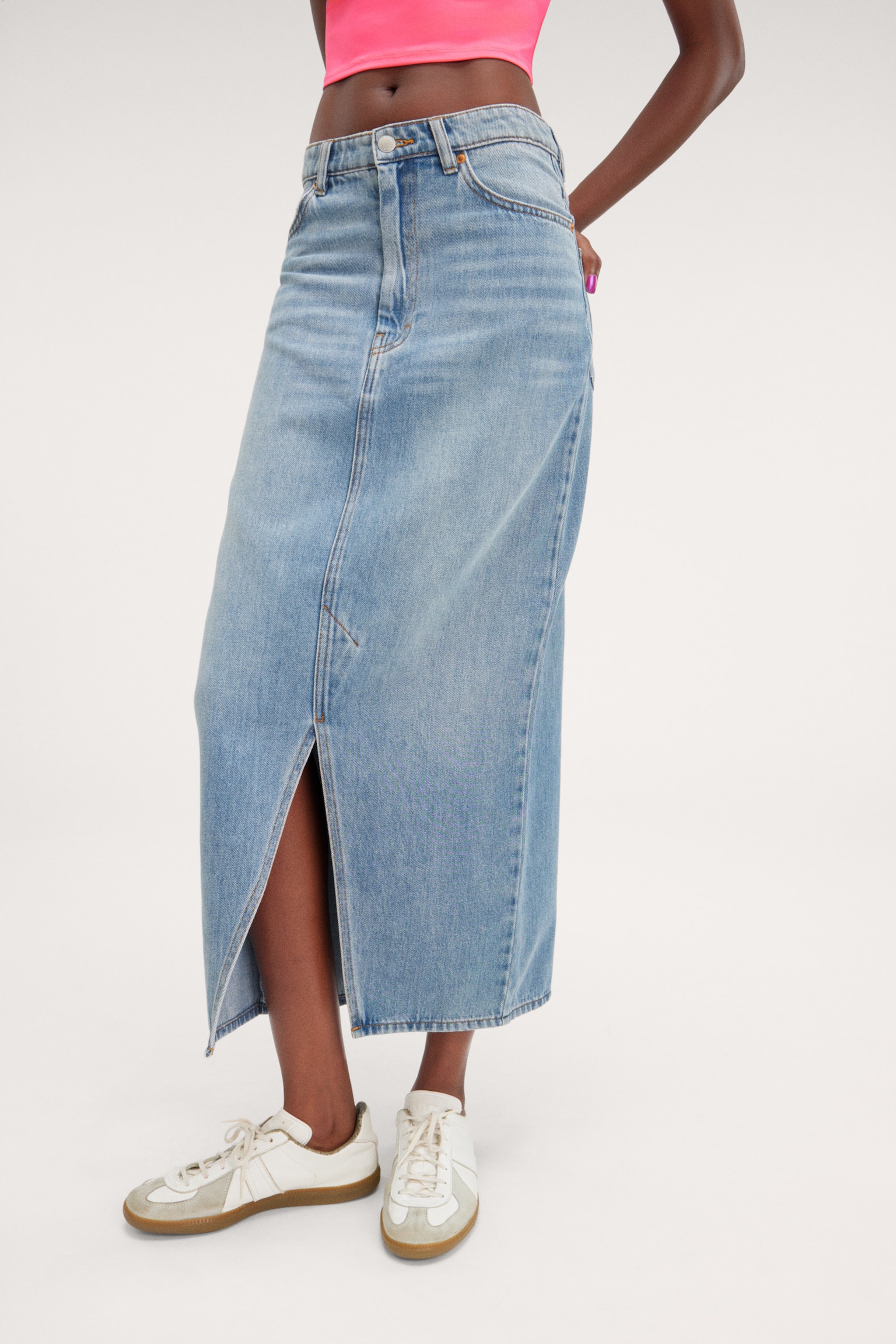 Midi denim skirt - Mid blue/Black/Classic blue/Grey/Blue - 4