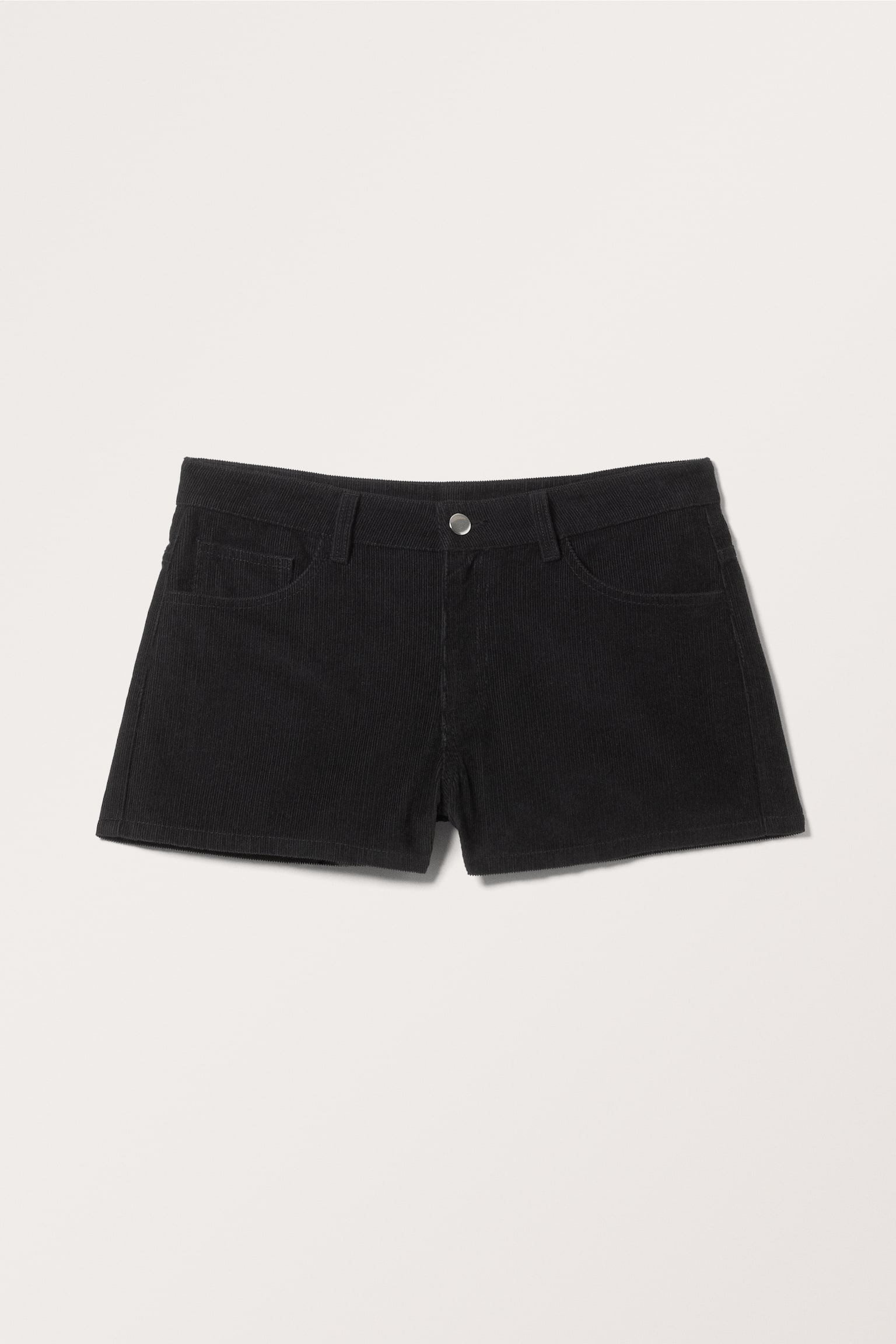 Mini Corduroy Cotton Shorts - Black - 2