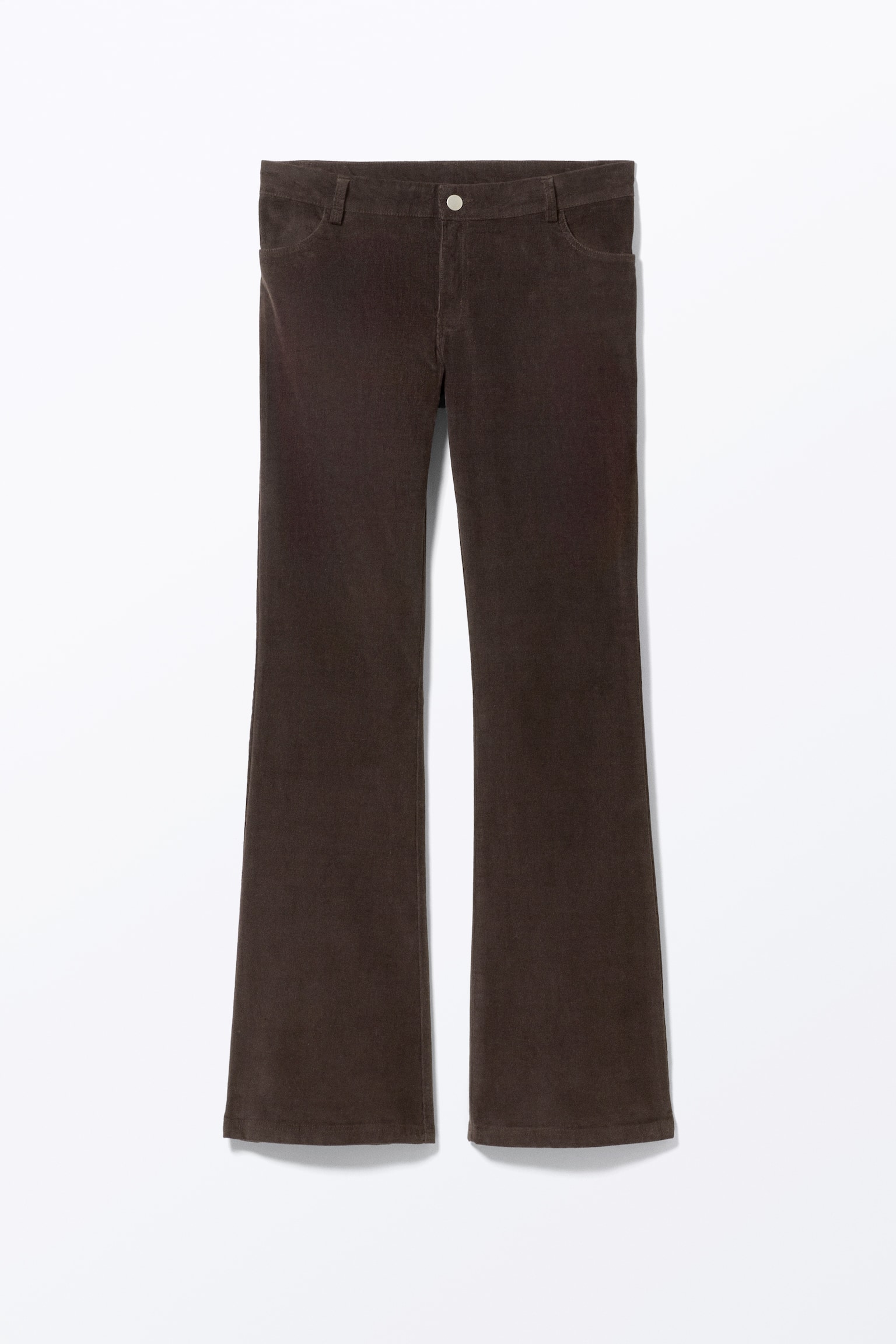 Low Flared Cord Trousers - Dark Brown/Beige - 1